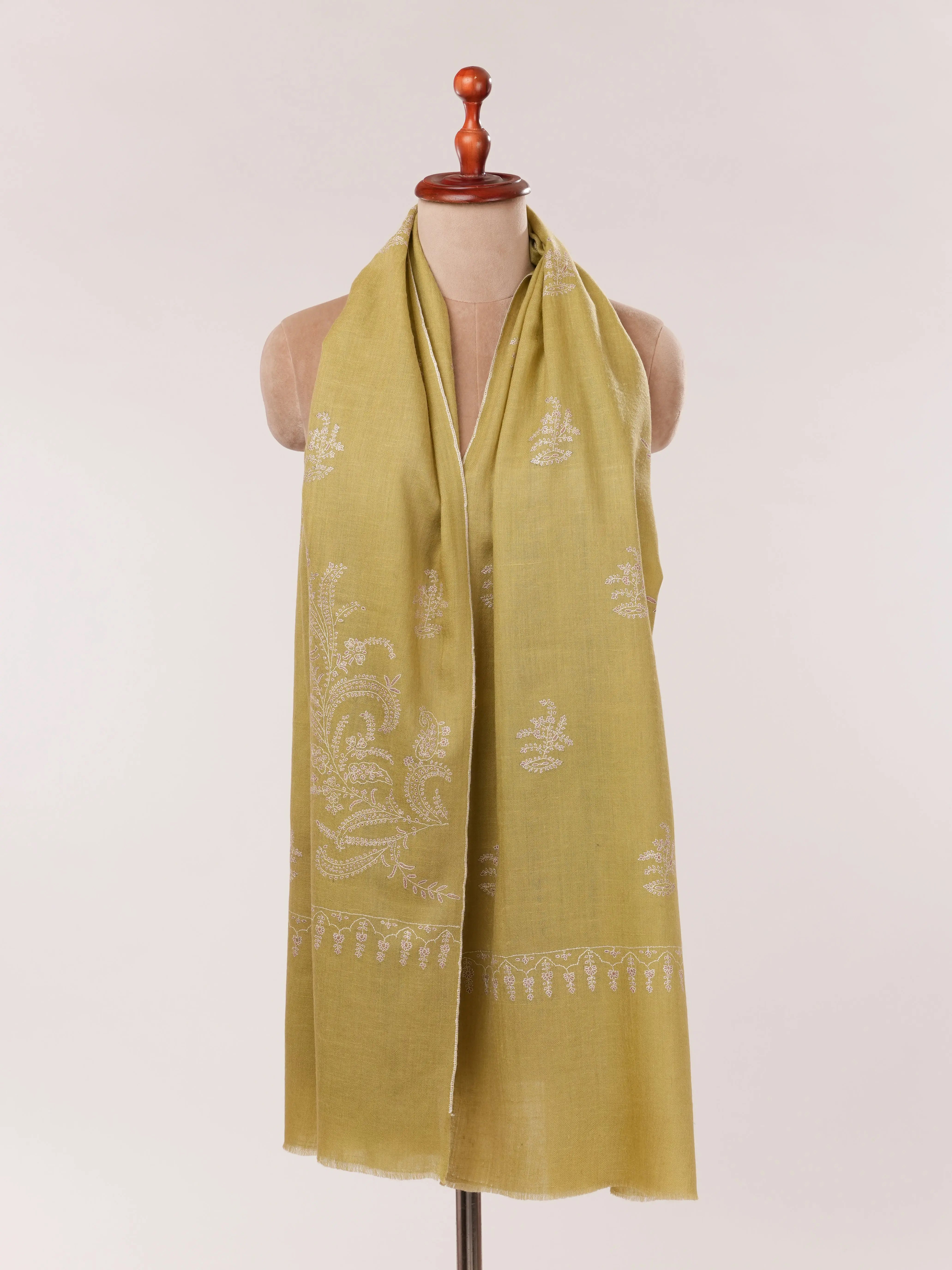 Hand Embroidered Handwoven Indian Cashmere Scarf Shahkaar.com