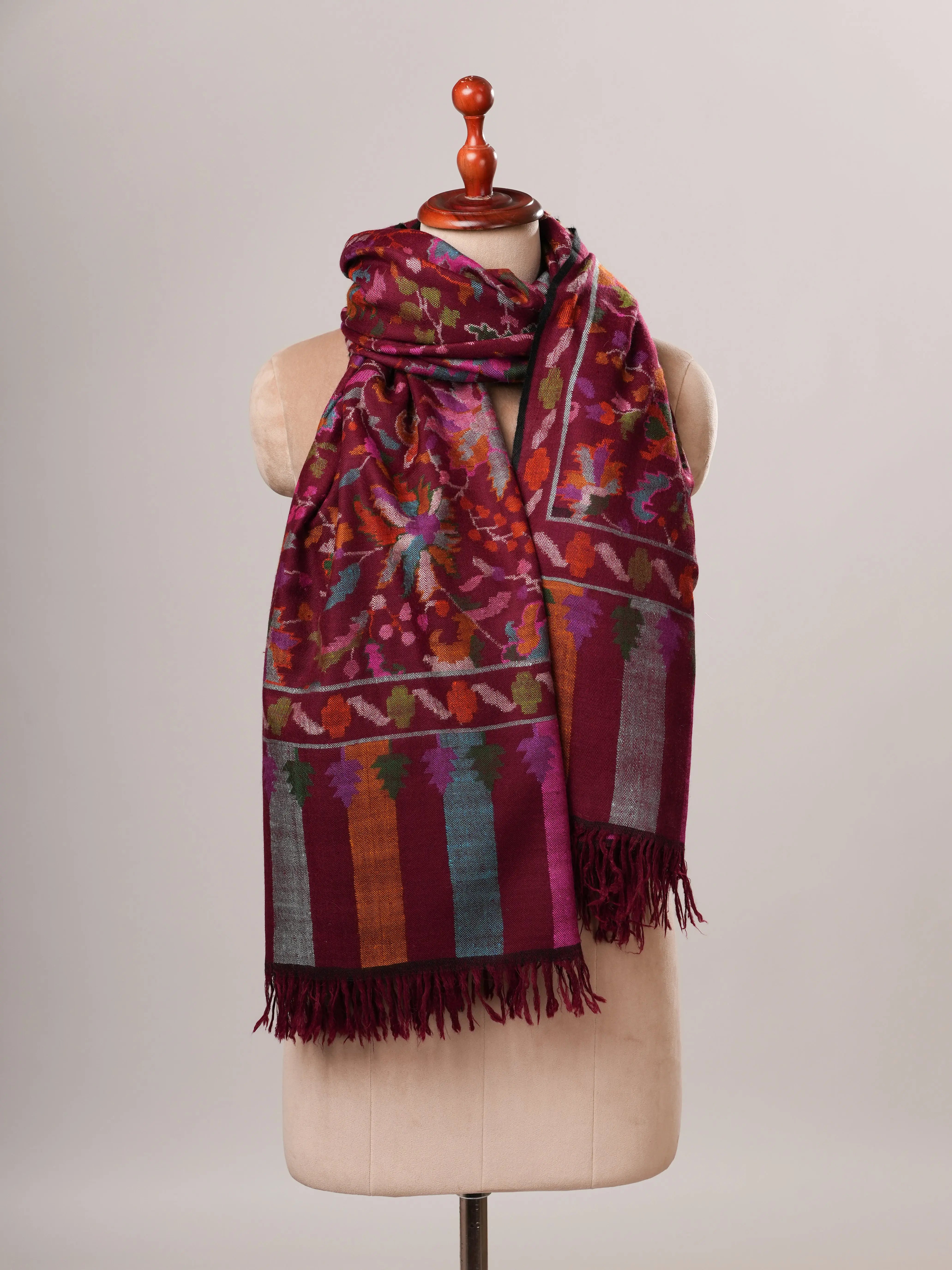 Wine Kani Handwoven Kashmiri Pashmina Shawl Shahkaar Global