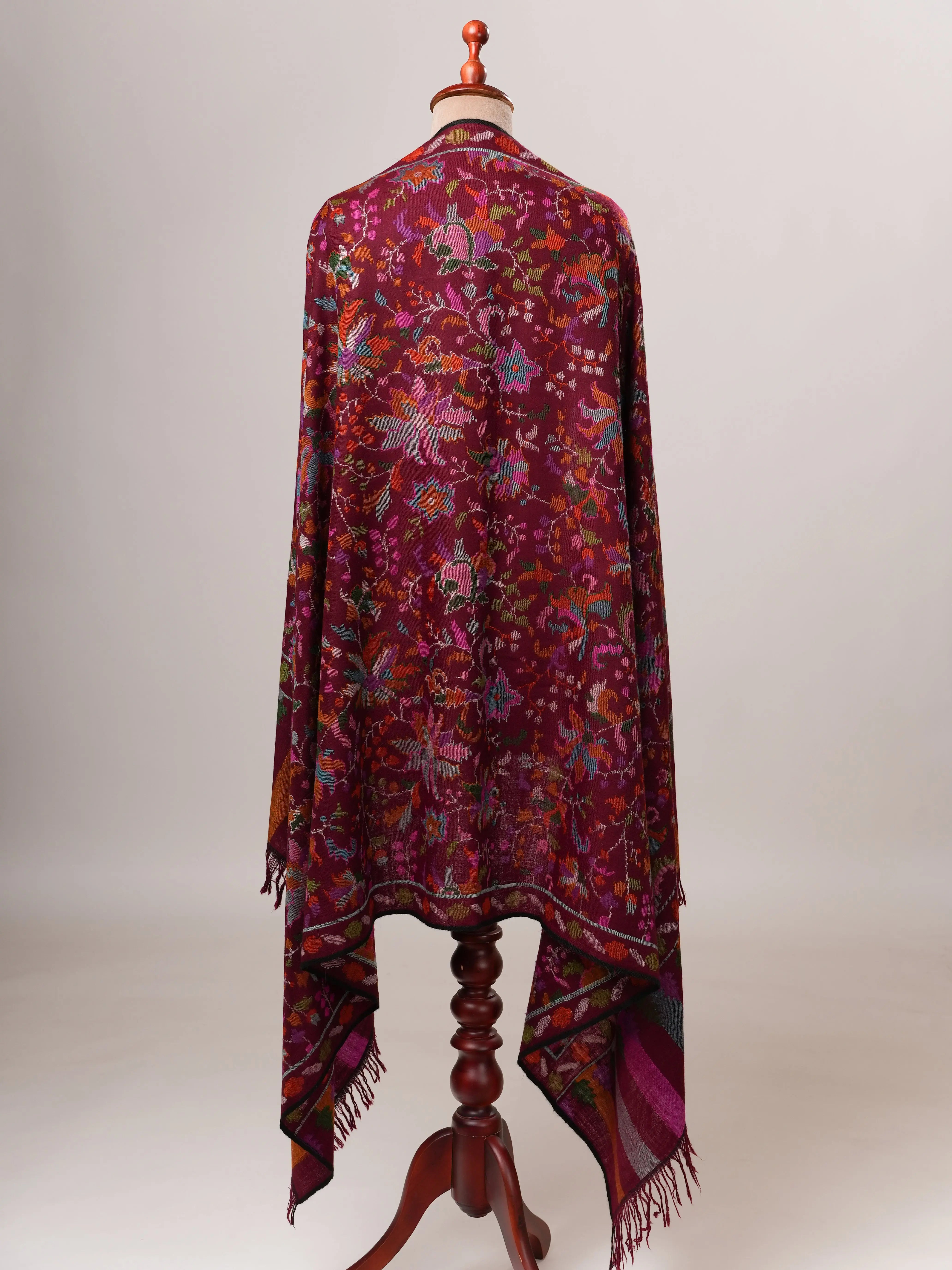 Wine Kani Handwoven Kashmiri Pashmina Shawl Shahkaar Global