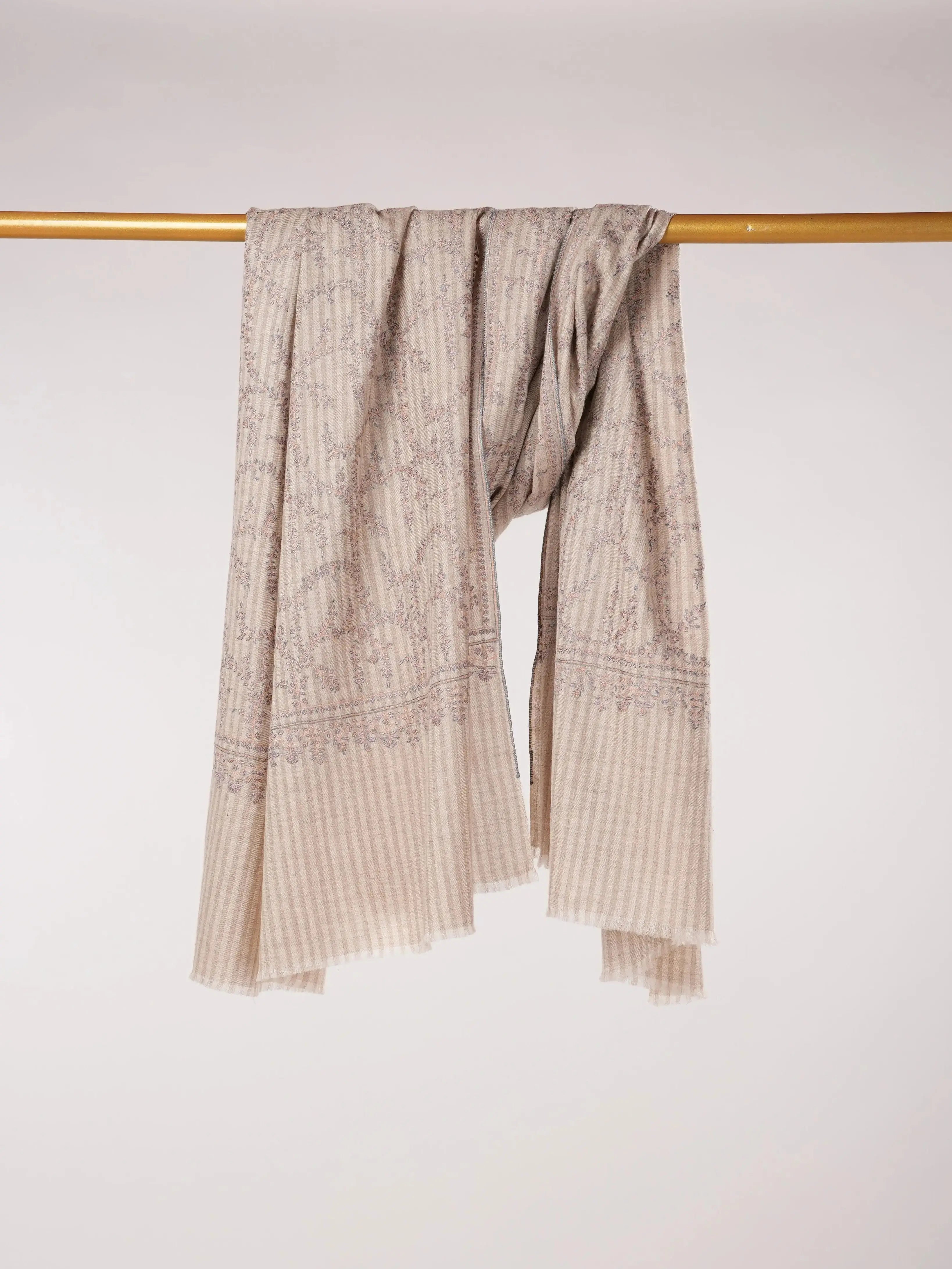 Handwoven Jali Baby Soft Pashmina Shawl with Hand Sozni Embroidery Shahkaar.com