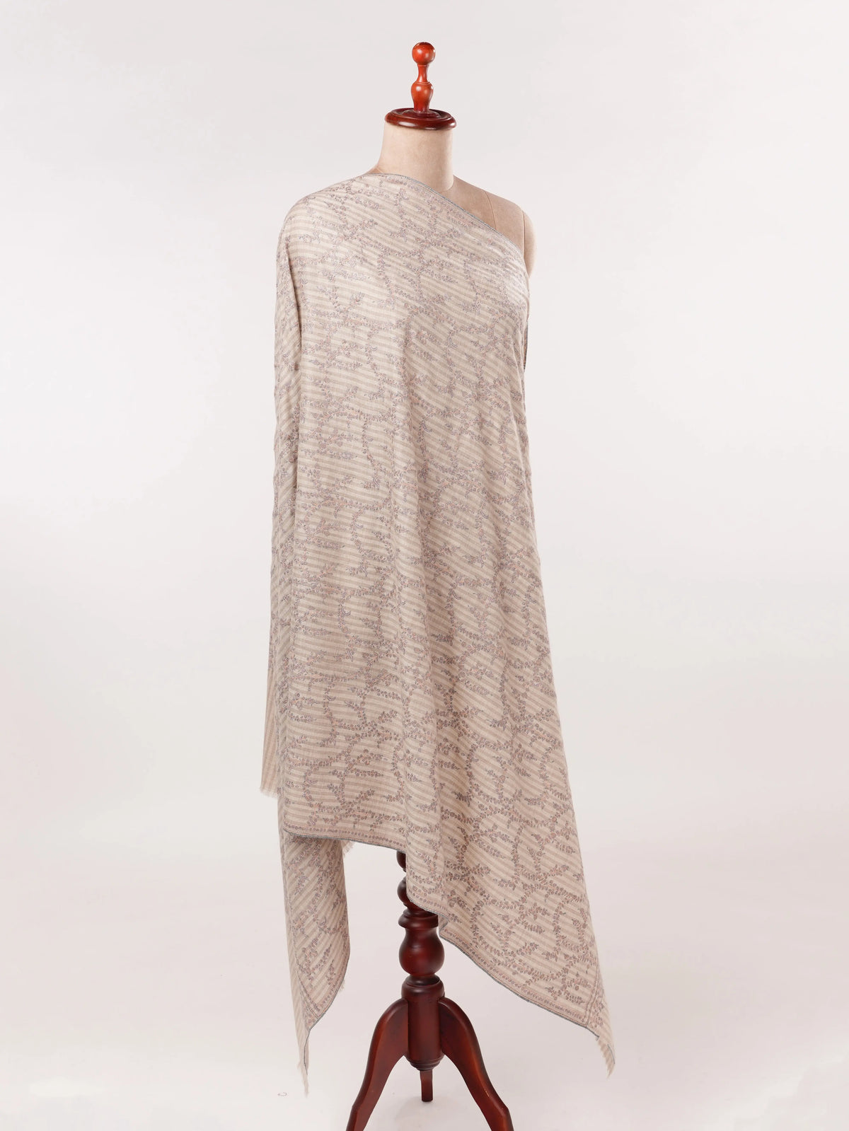 Handwoven Jali Baby Soft Pashmina Shawl with Hand Sozni Embroidery Shahkaar.com