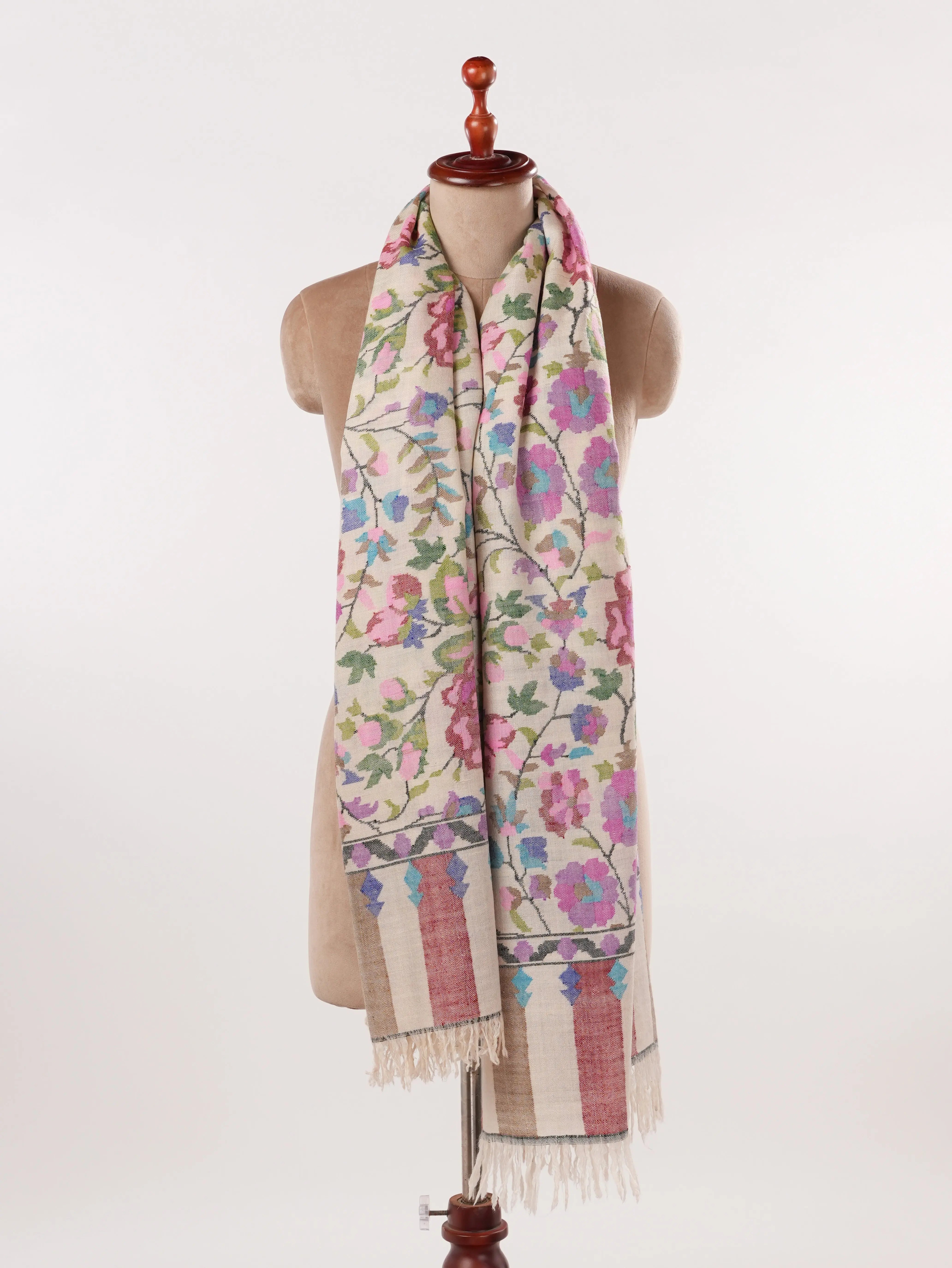 Kani Handwoven Beige Authentic Pashmina Shawl for Women Shahkaar.com