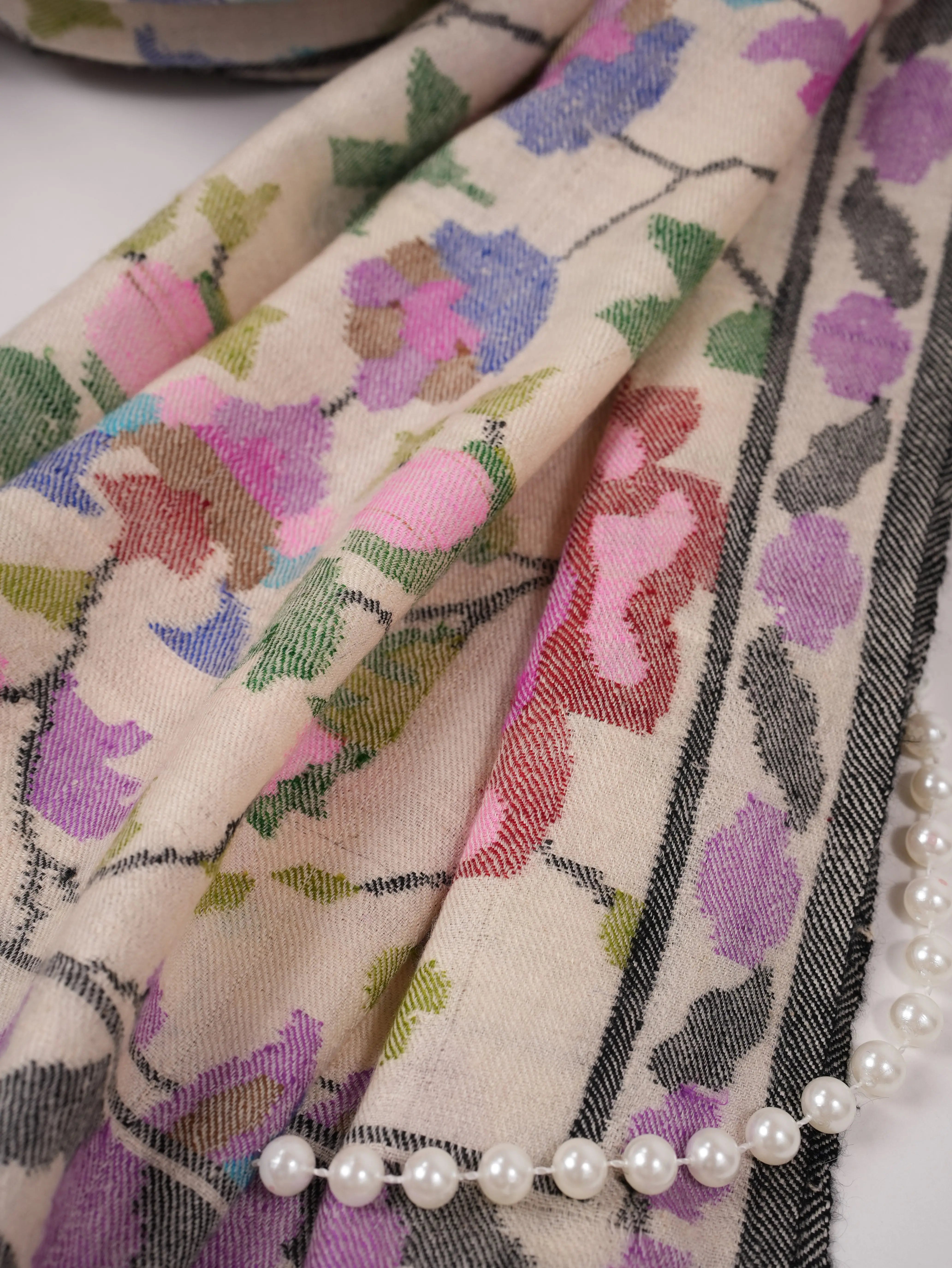 Kani Handwoven Beige Authentic Pashmina Shawl for Women Shahkaar.com