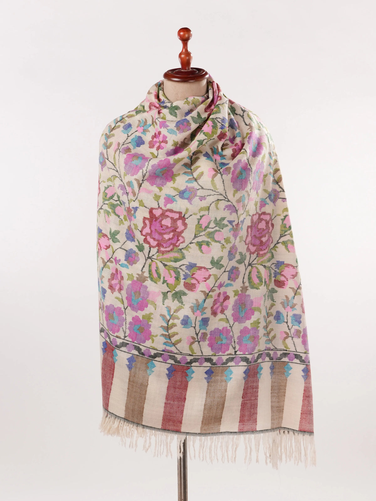 Kani Handwoven Beige Authentic Pashmina Shawl for Women Shahkaar.com