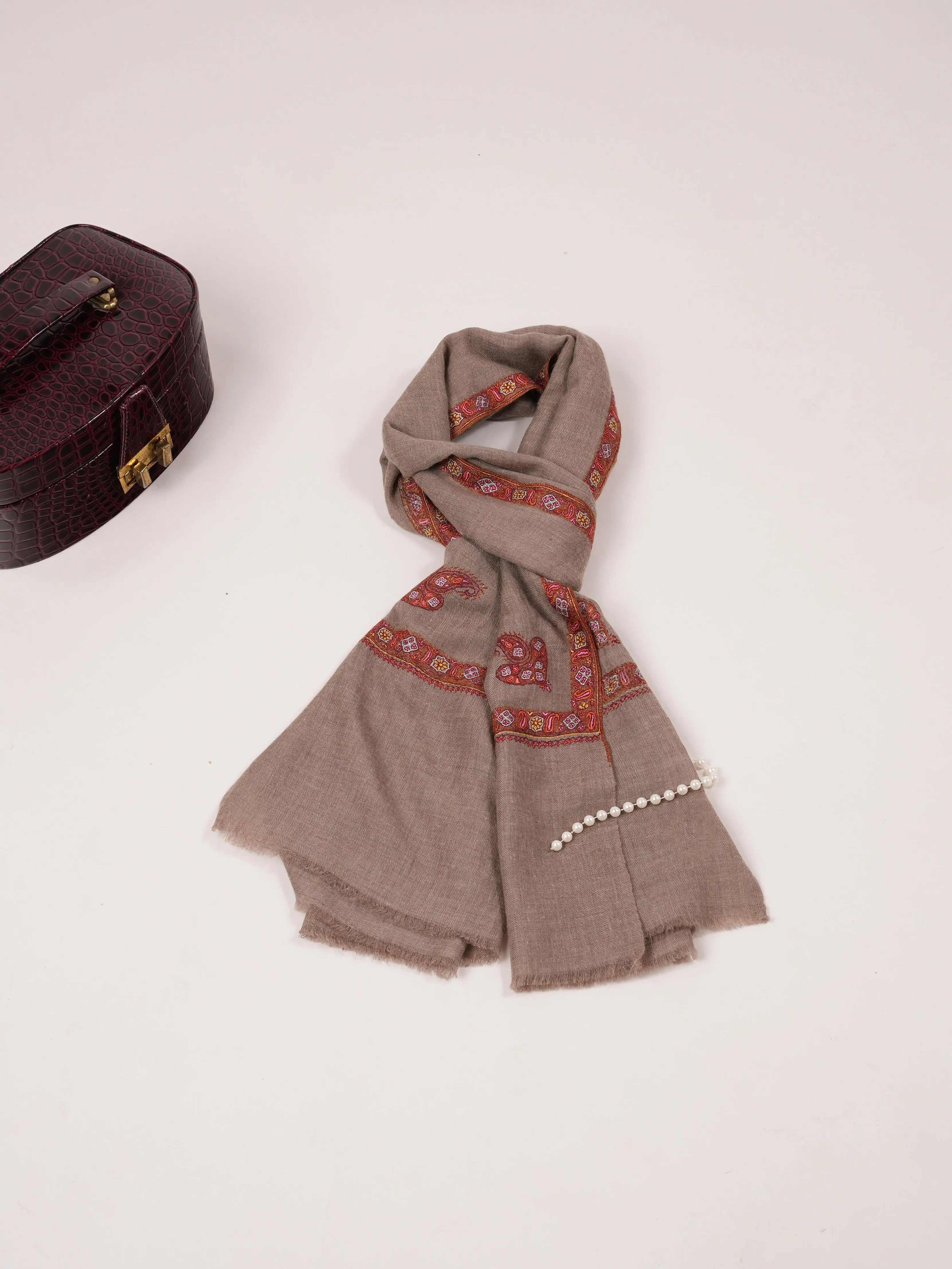 Natural Taupe Kashmiri Cashmere Scarf | Women Scarves
