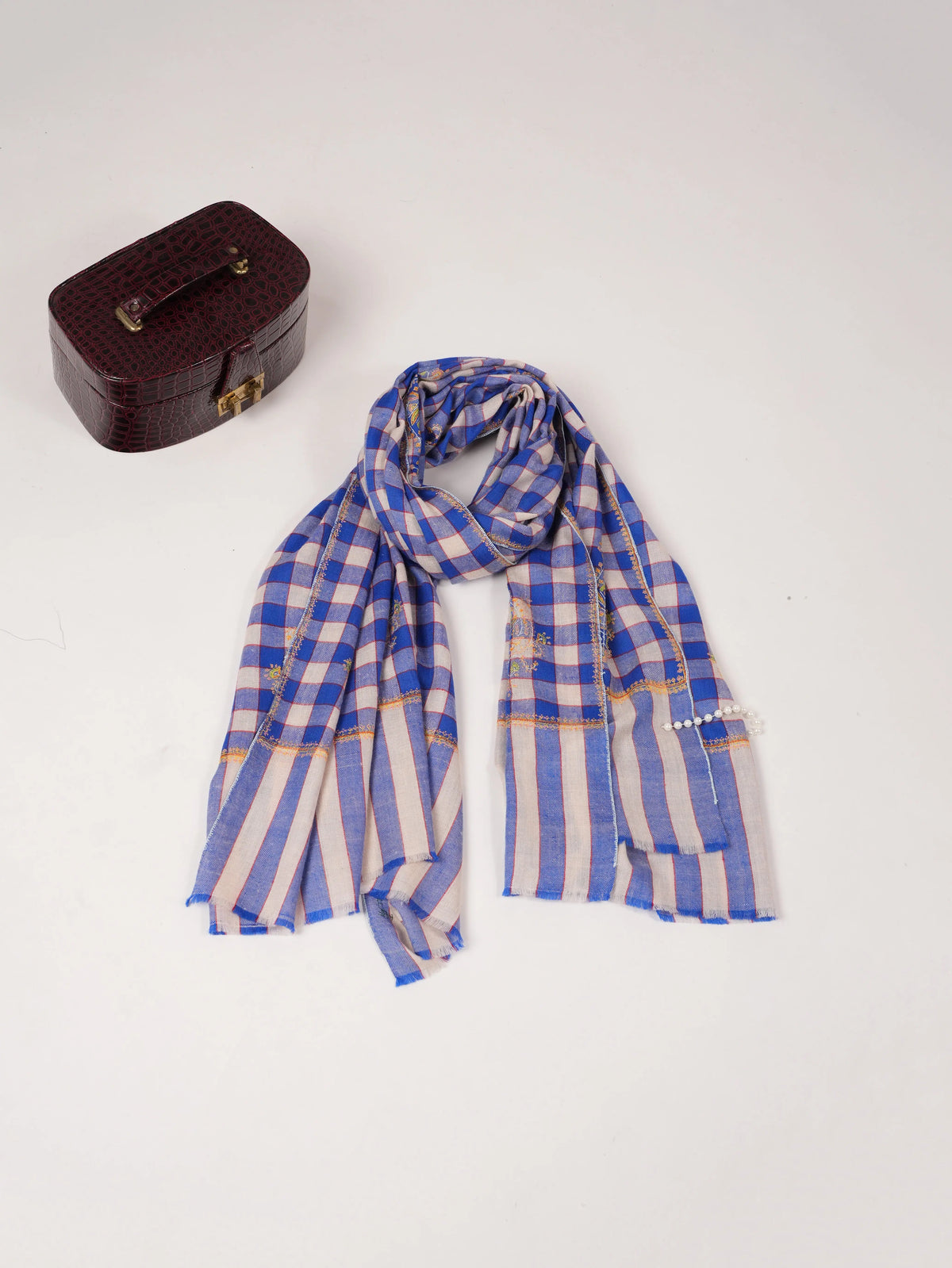 Handwoven Soft Pashmina Shawl with Hand Sozni Buteh Embroidery