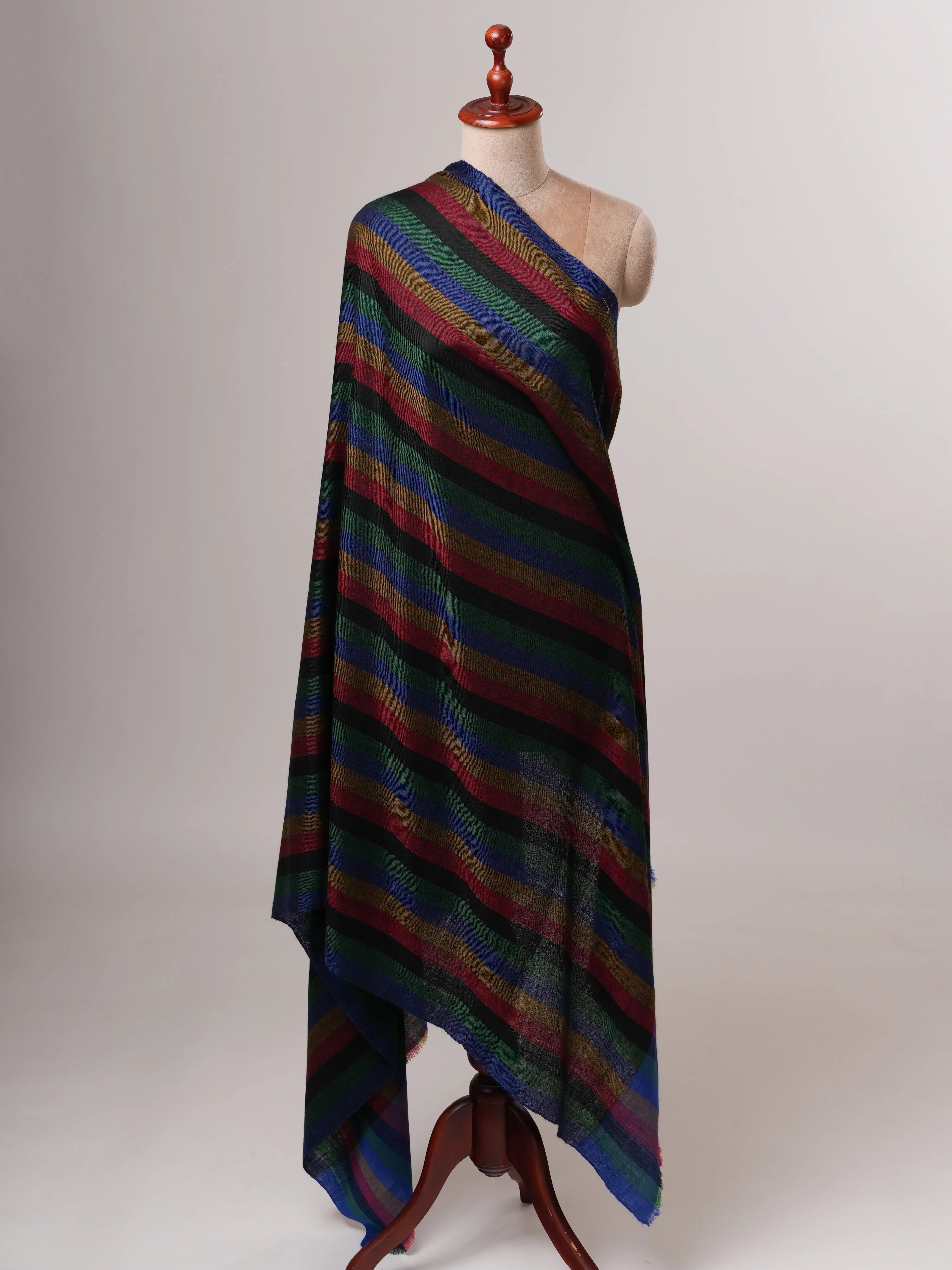 Modern Handloomed Pashmina Shawl with Soft Stripe Detailing Shahkaar