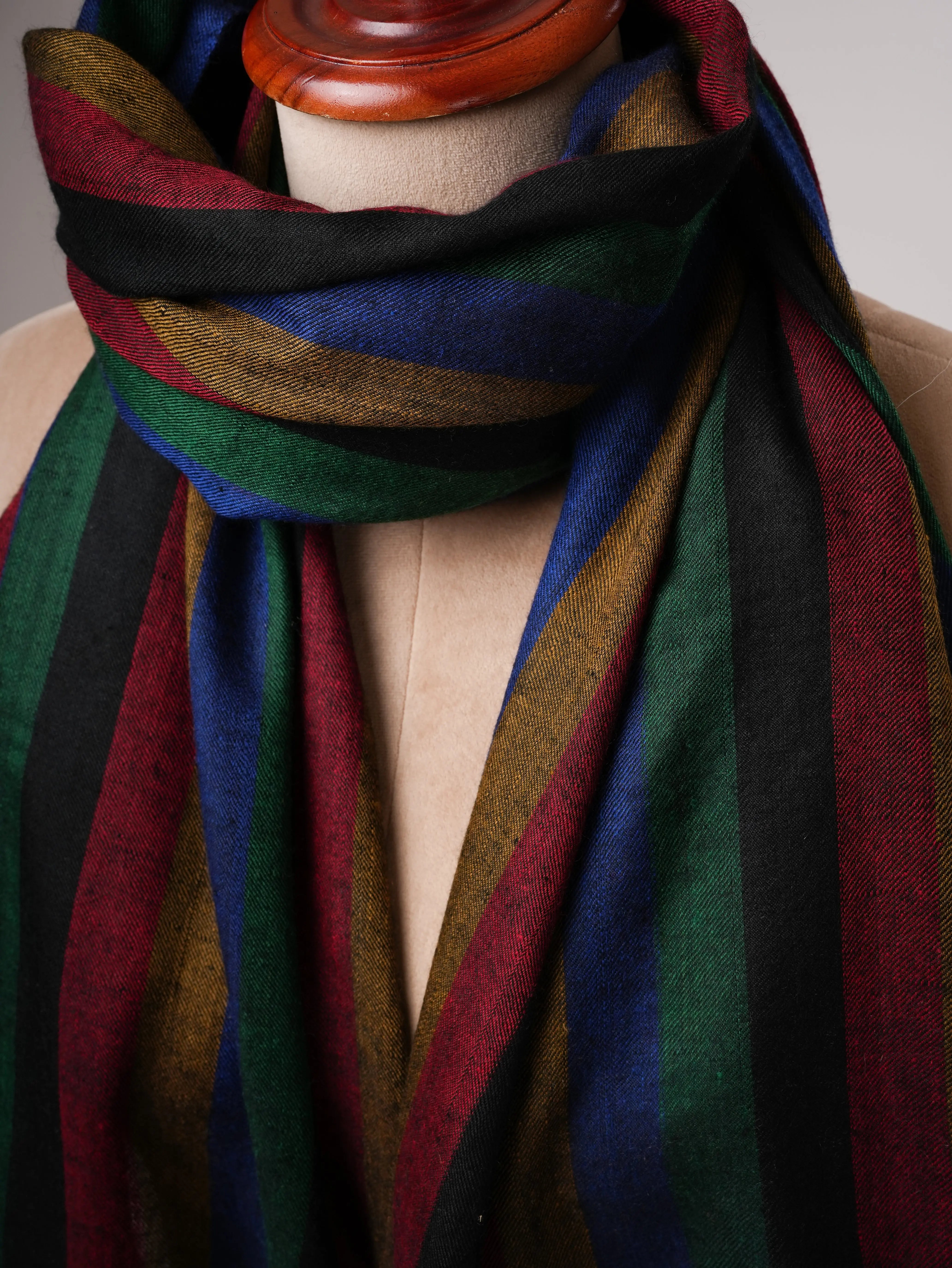 Modern Handloomed Pashmina Shawl with Soft Stripe Detailing Shahkaar