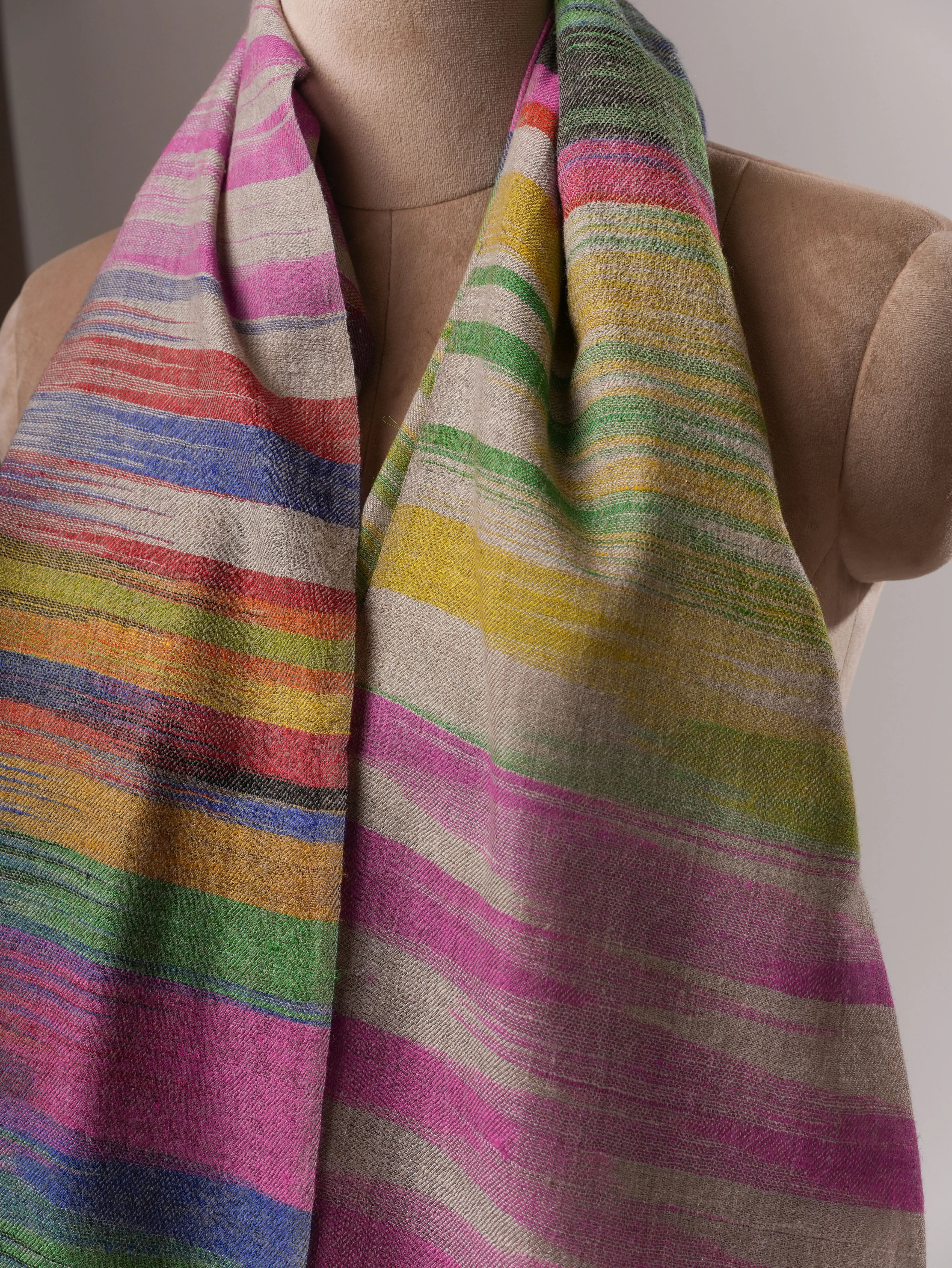 Authentic Handwoven Ikat Pashmina Shawl, Contemporary Style