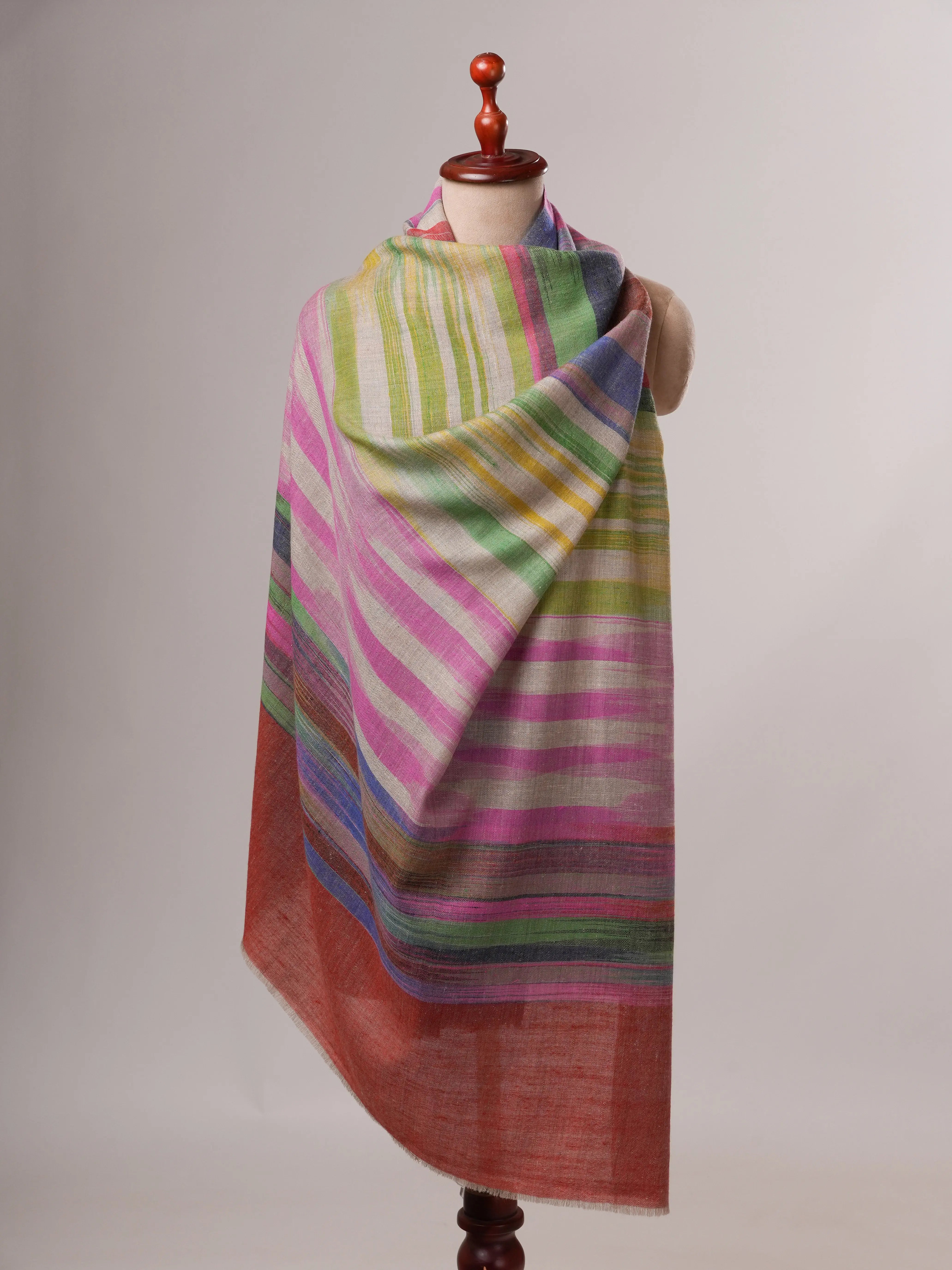 Authentic Handwoven Ikat Pashmina Shawl, Contemporary Style