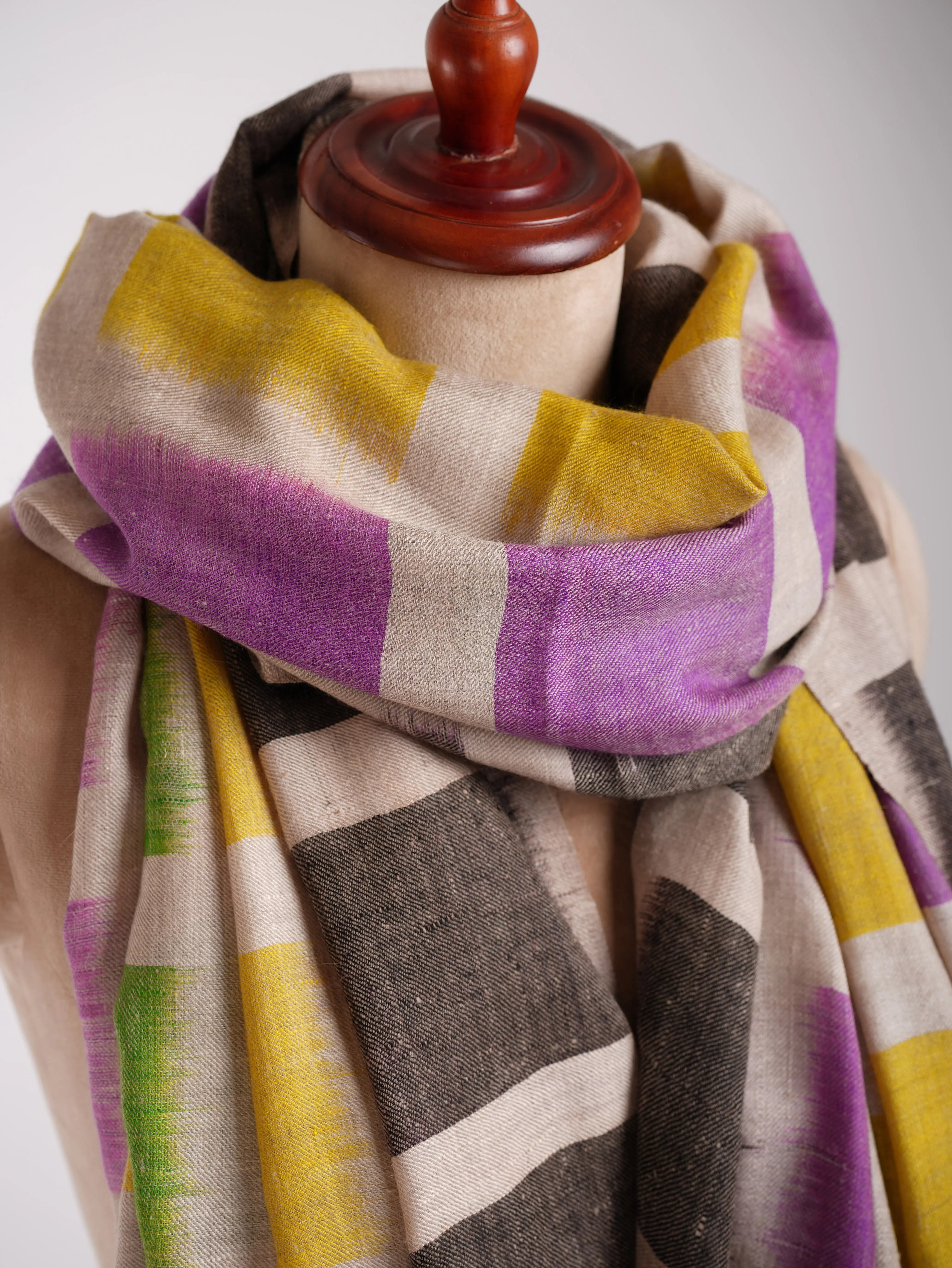 Handwoven Contemporary Ikat Pashmina Shawl Shahkaar