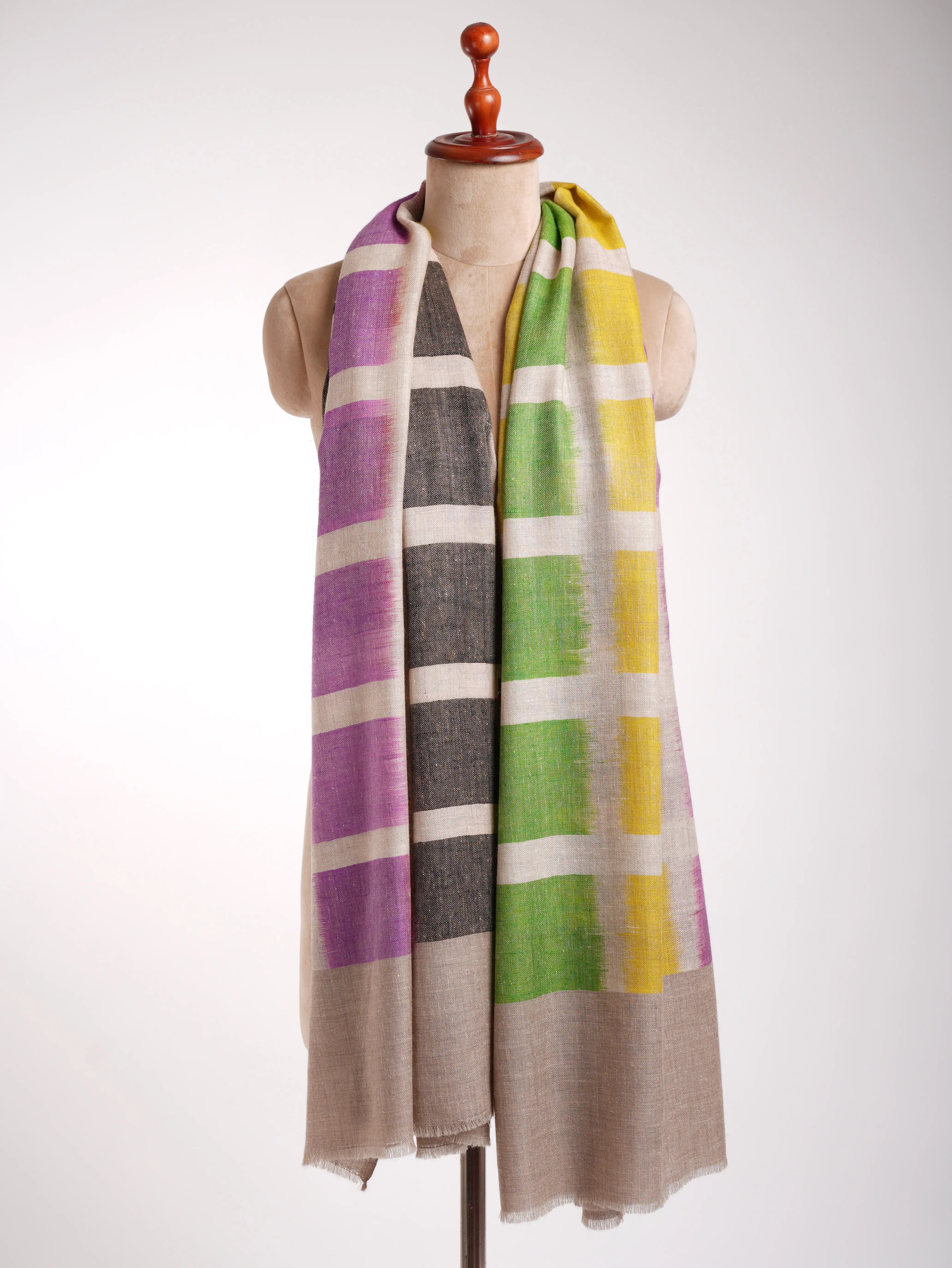 Handwoven Contemporary Ikat Pashmina Shawl Shahkaar