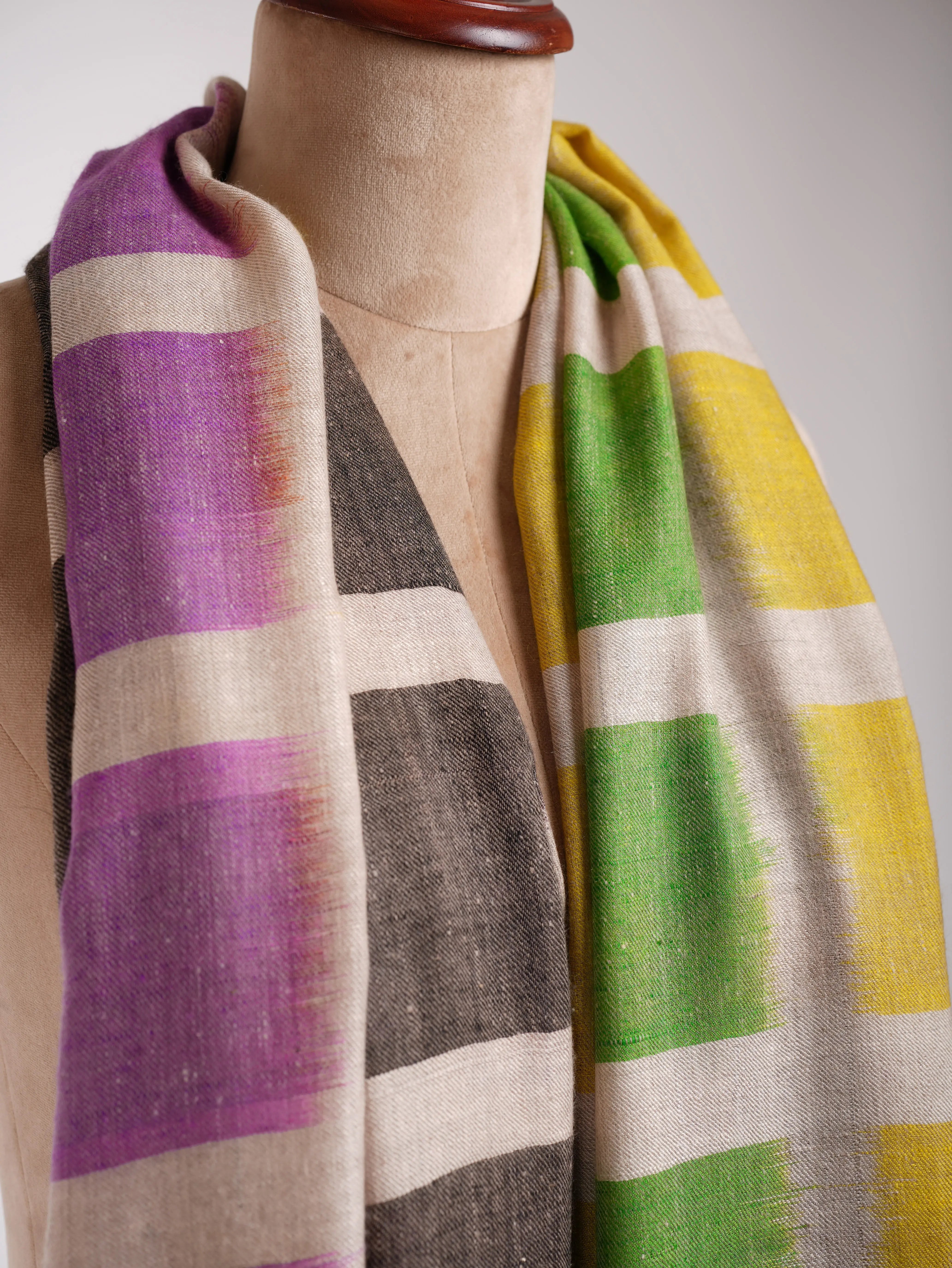 Handwoven Contemporary Ikat Pashmina Shawl Shahkaar