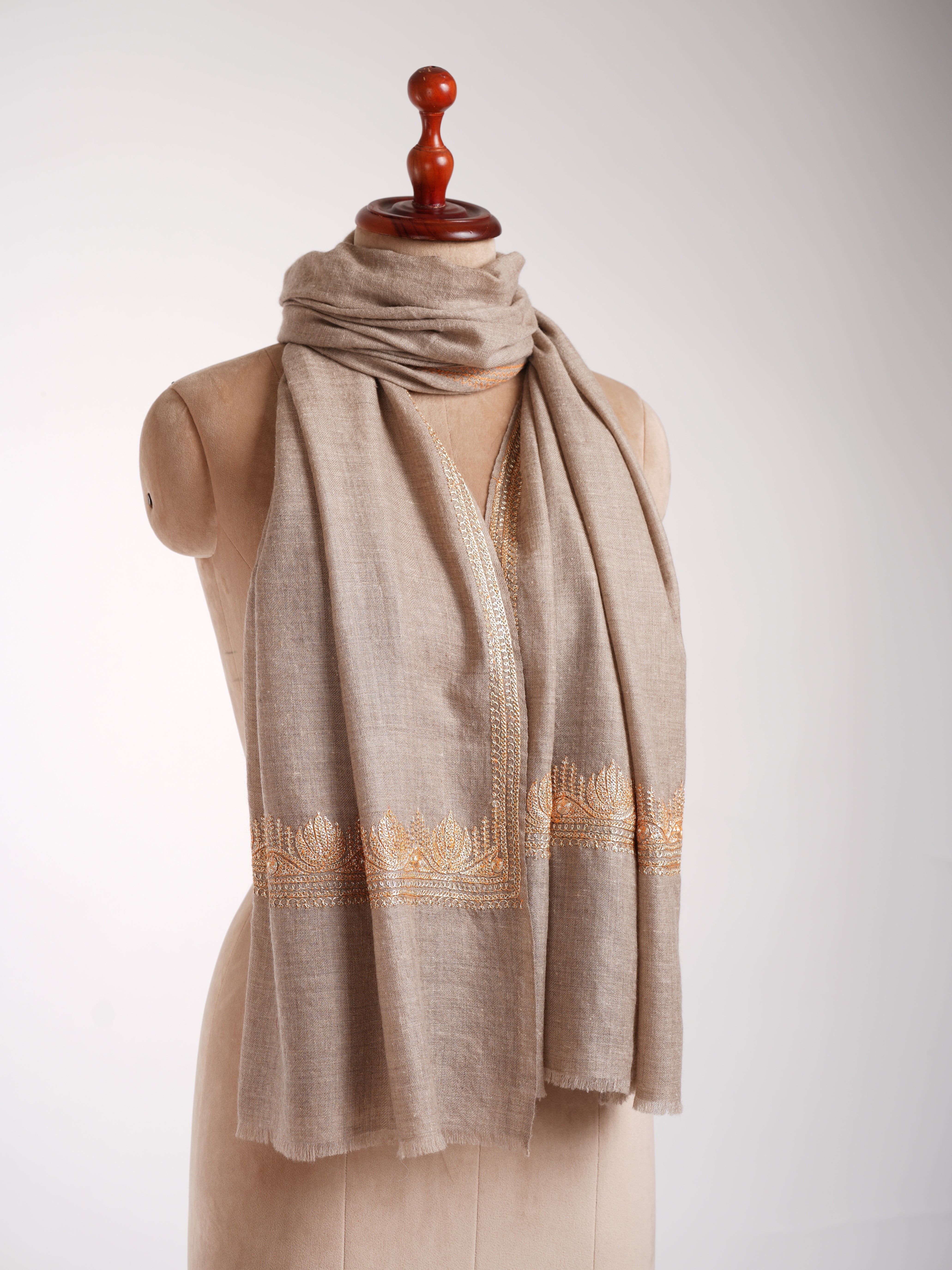 Metallic Sona Tilla Indian Cashmere Scarf Shahkaar