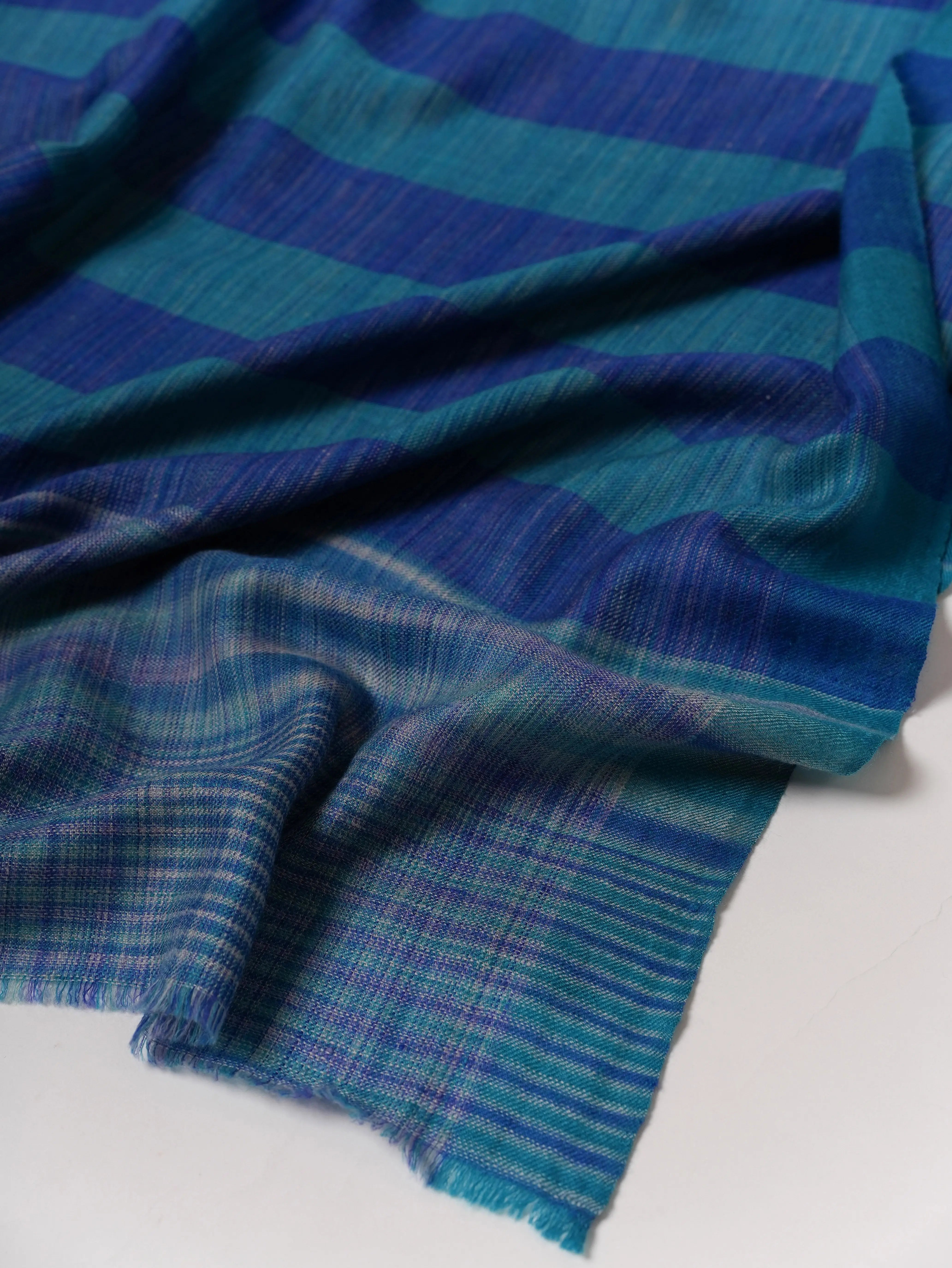 Hand Crafted Contemporary Blue Pure Pashmina Shawl