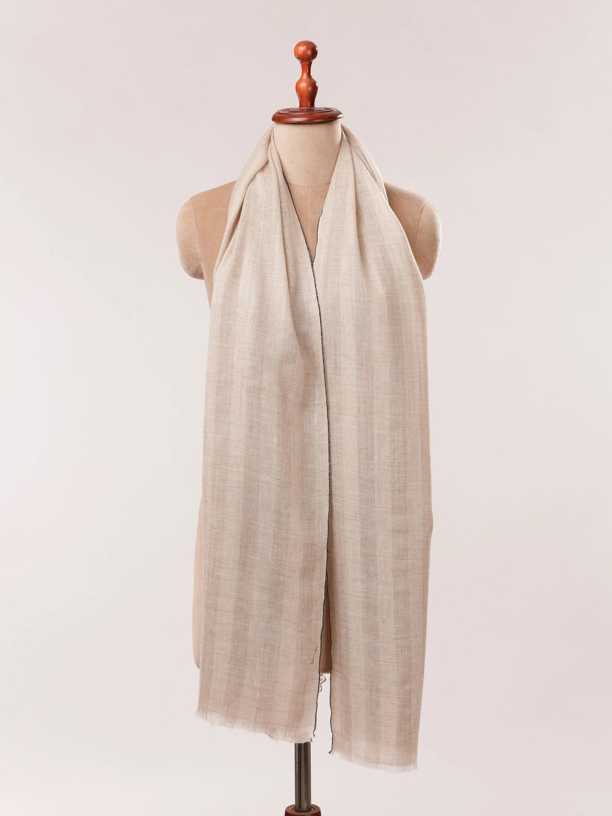 Natural Grey Stripe Baby Soft Cashmere Stole Shahkaar