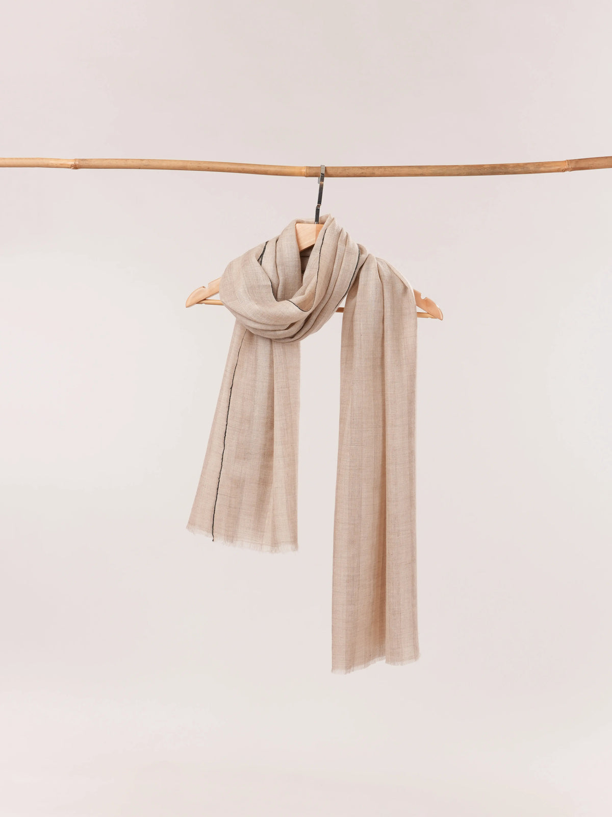 Natural Grey Stripe Baby Soft Cashmere Stole Shahkaar