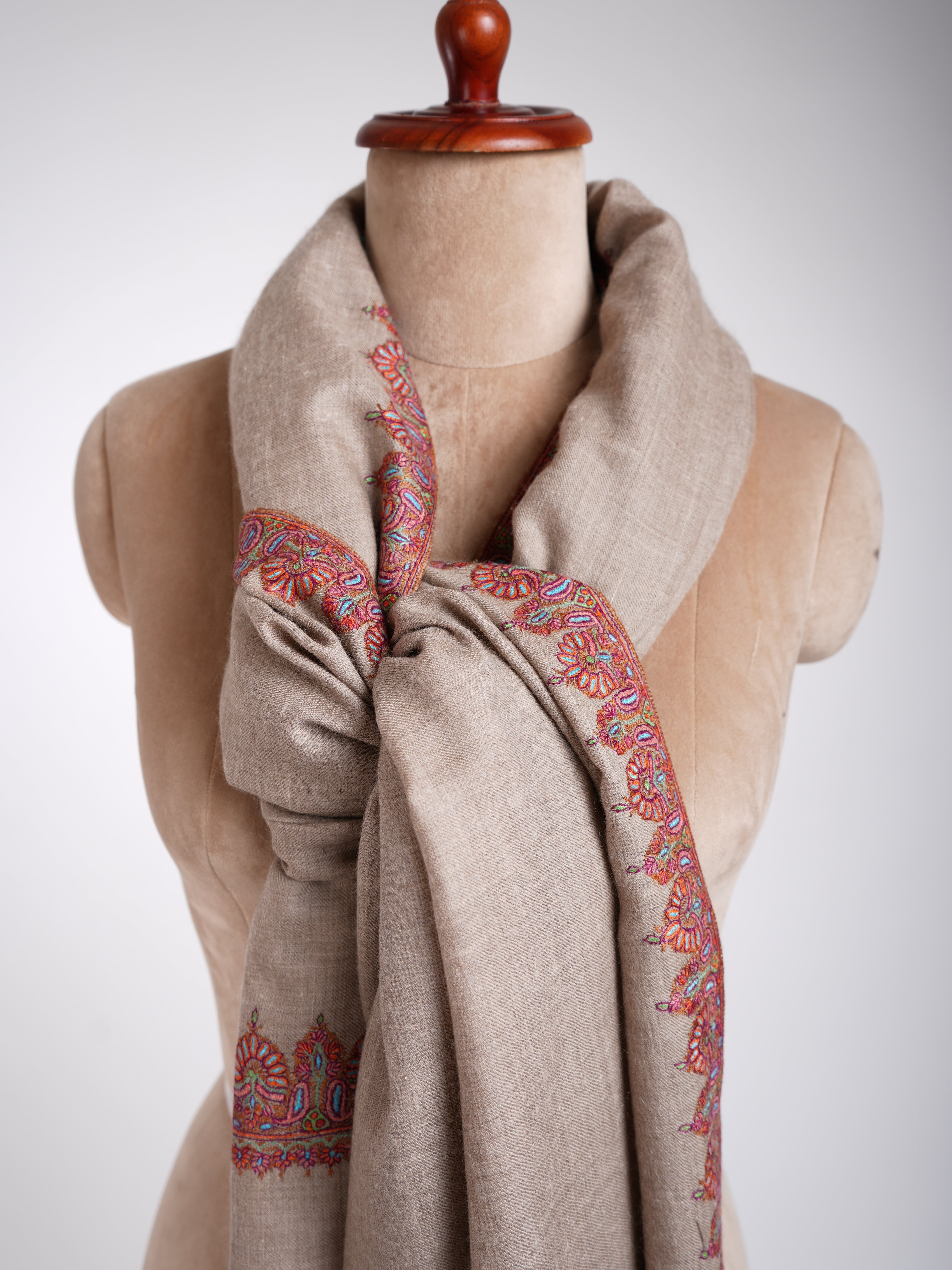 Natural Hand Kashmiri Embroidery Pashmina Shawl Shahkaar