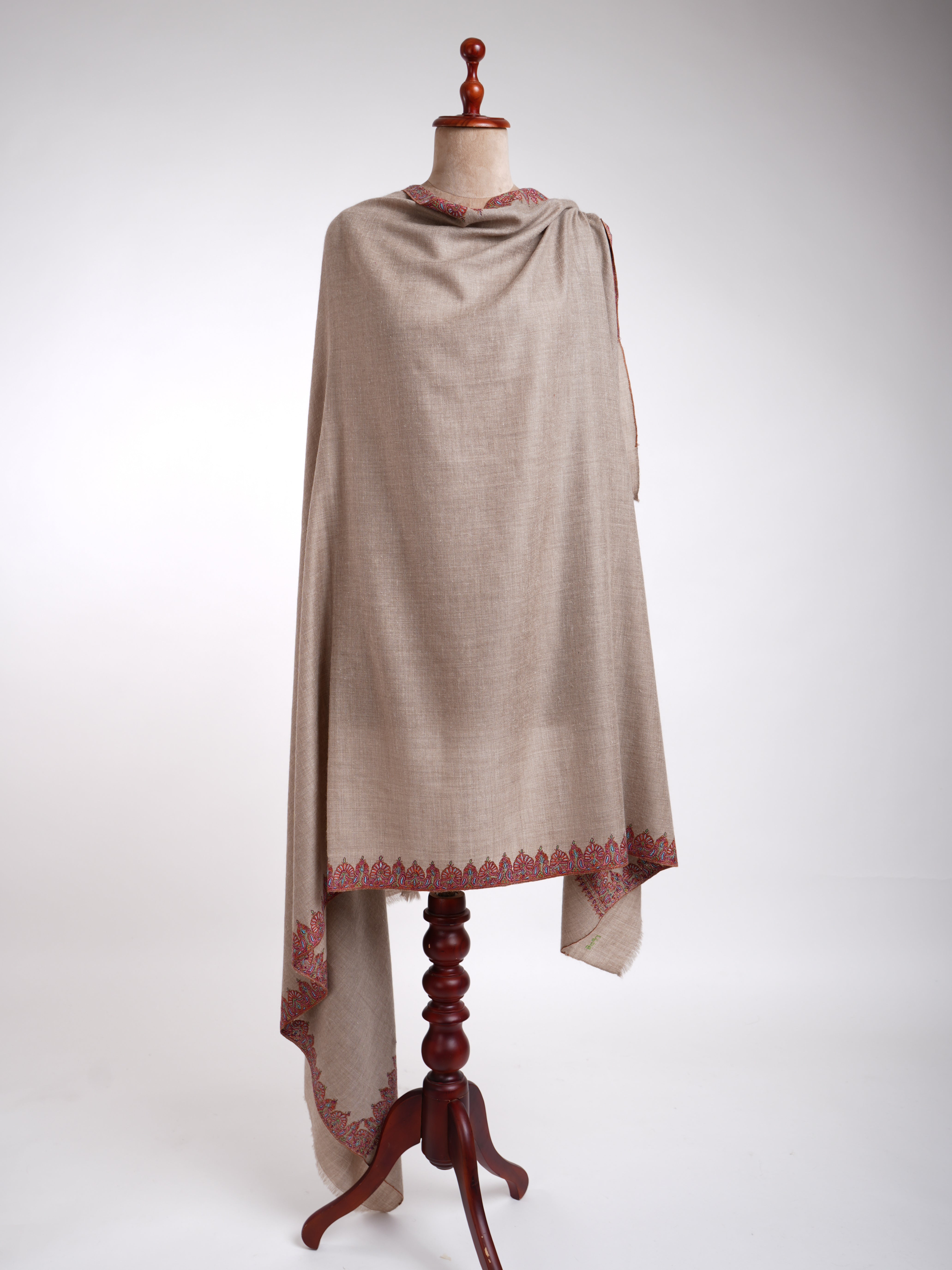 Natural Hand Kashmiri Embroidery Pashmina Shawl Shahkaar