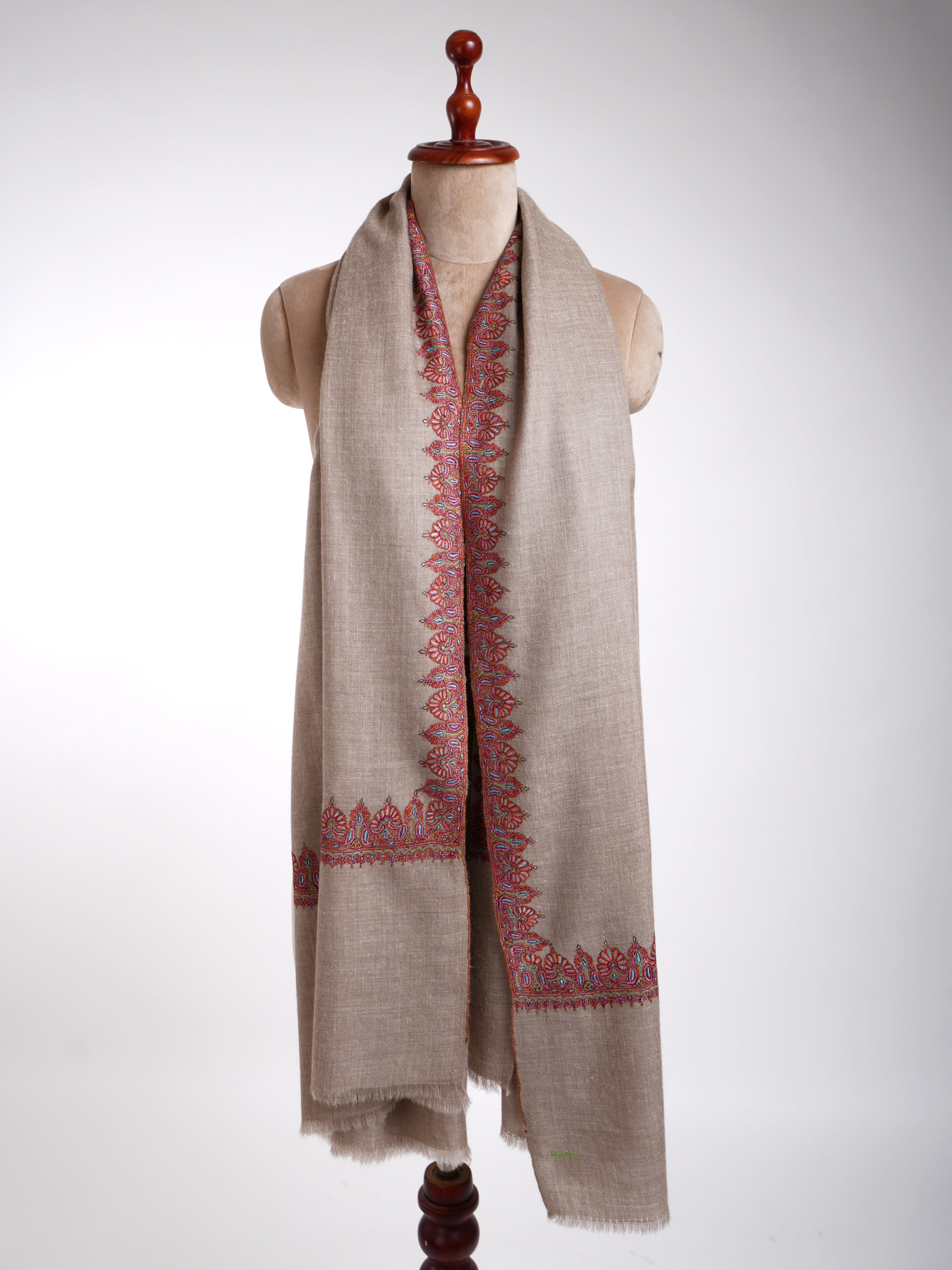 Natural Hand Kashmiri Embroidery Pashmina Shawl Shahkaar