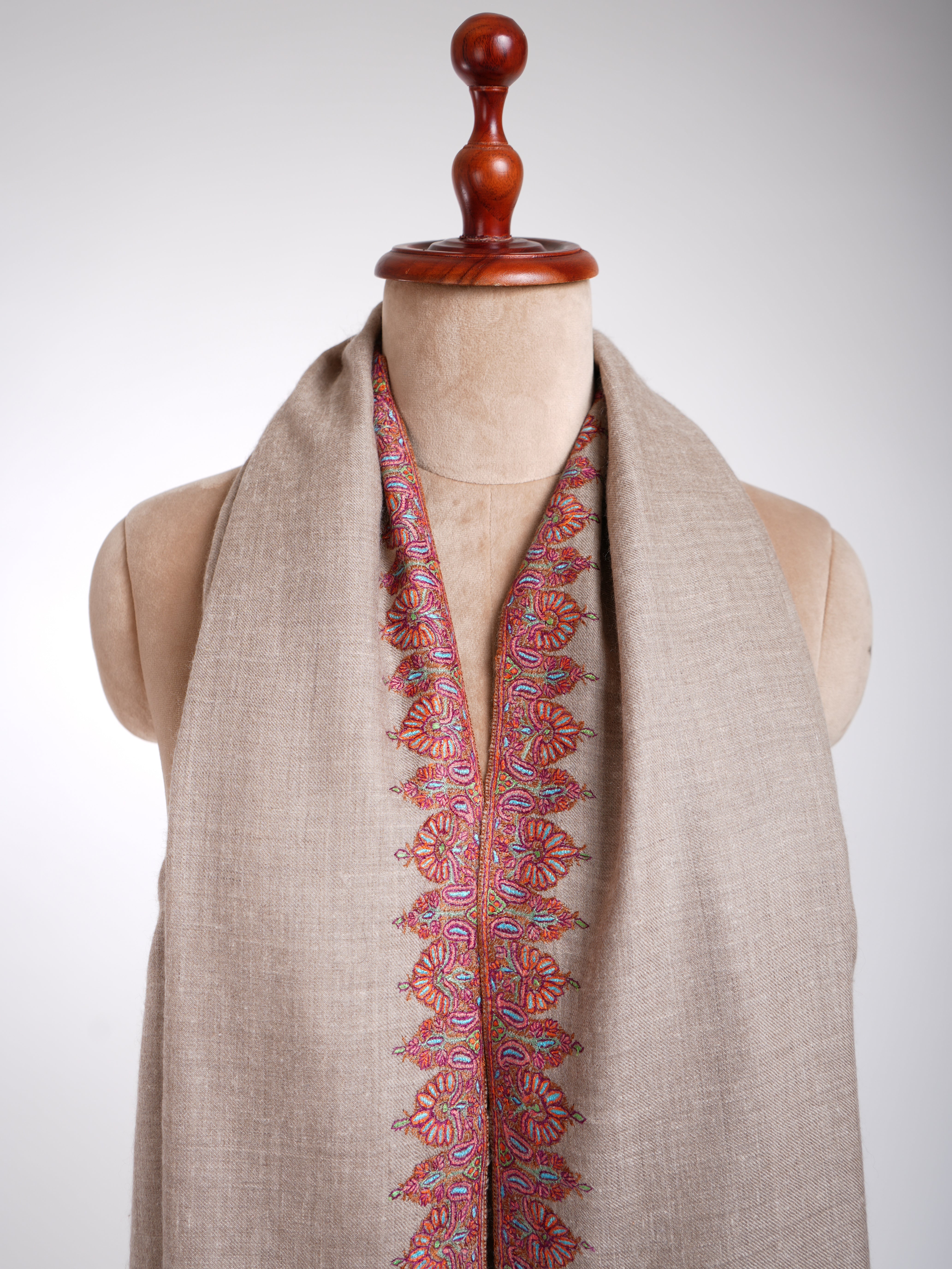 Natural Hand Kashmiri Embroidery Pashmina Shawl Shahkaar