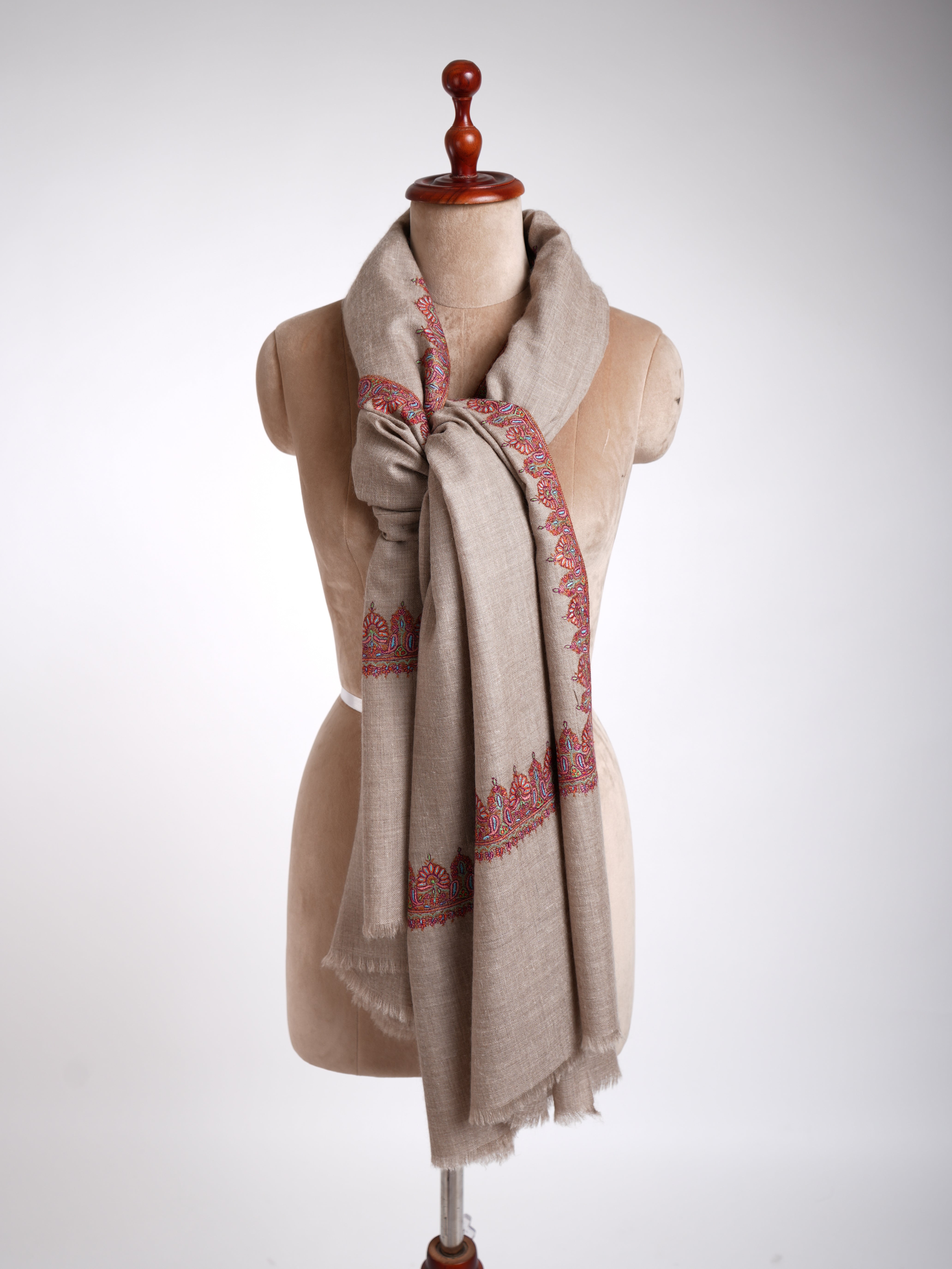 Natural Hand Kashmiri Embroidery Pashmina Shawl Shahkaar