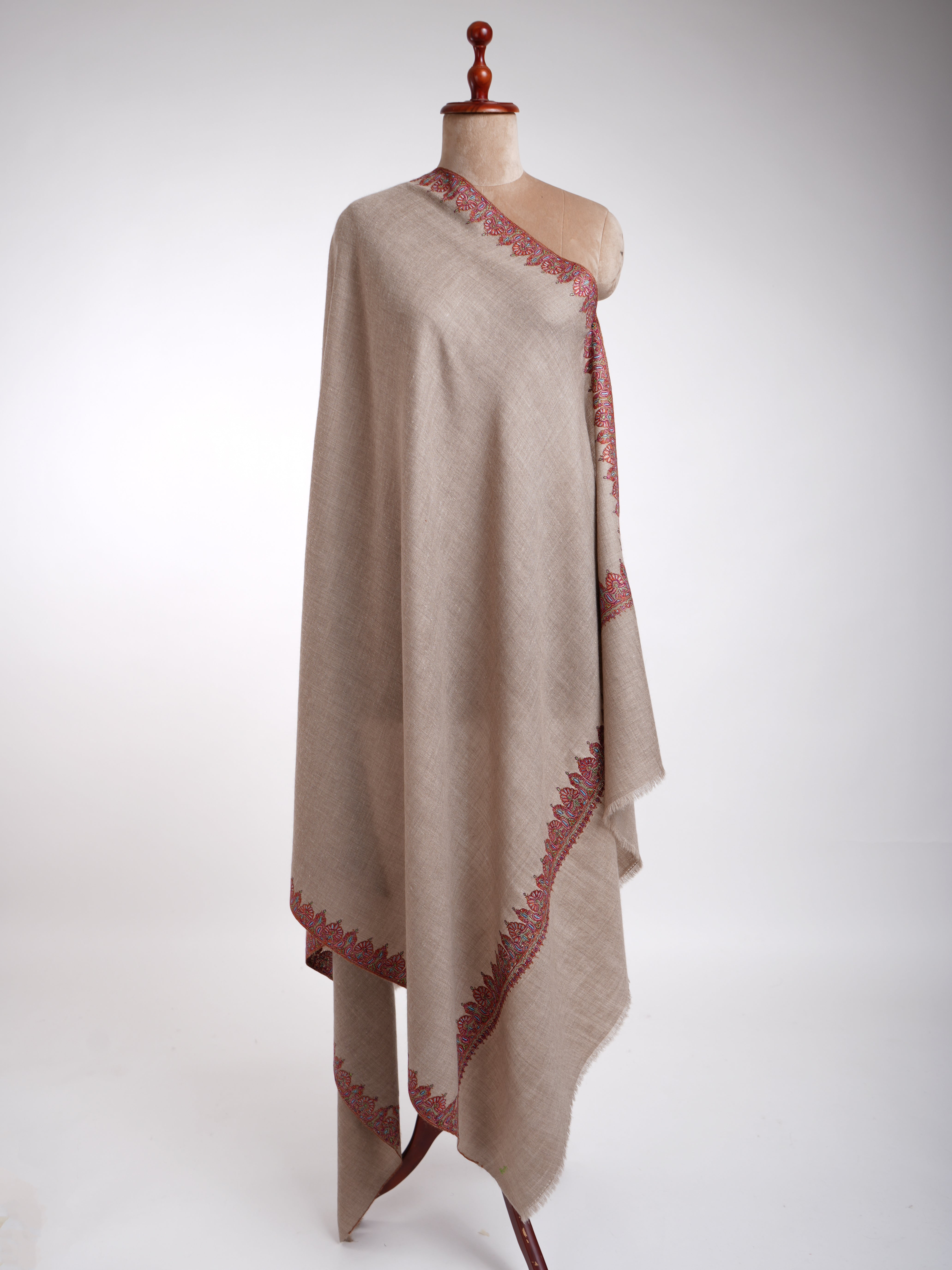 Natural Hand Kashmiri Embroidery Pashmina Shawl Shahkaar