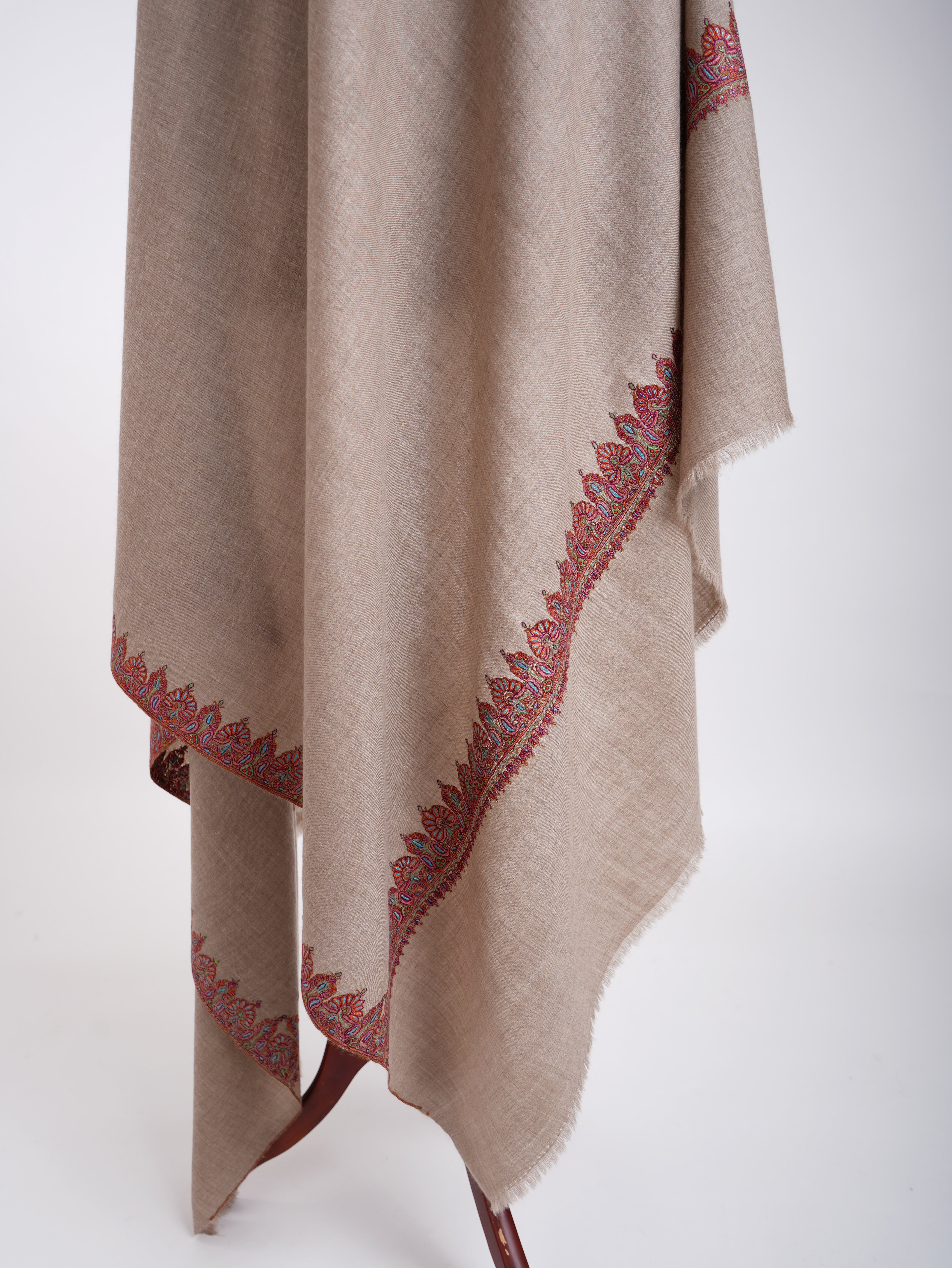 Natural Hand Kashmiri Embroidery Pashmina Shawl Shahkaar