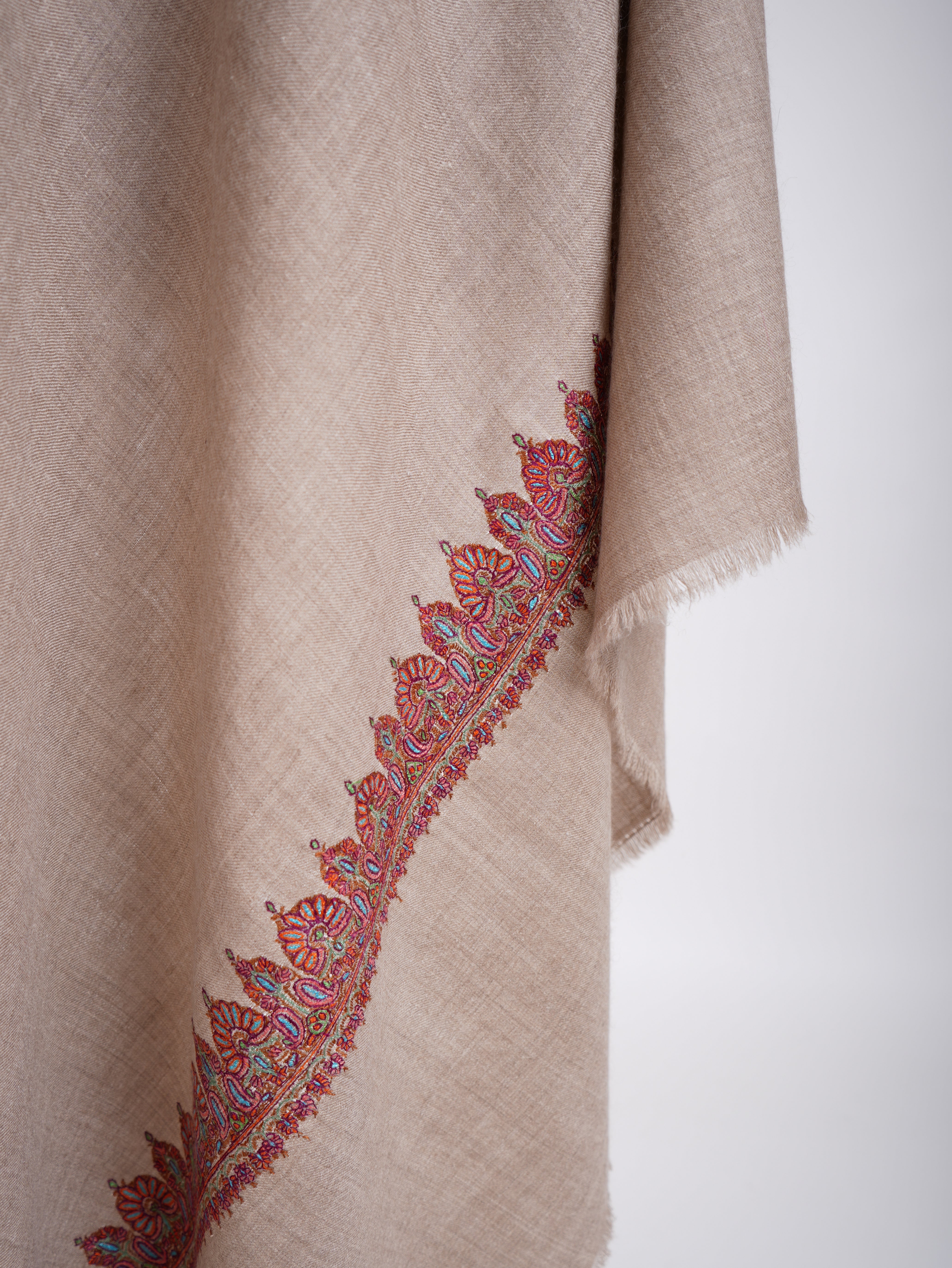 Natural Hand Kashmiri Embroidery Pashmina Shawl Shahkaar