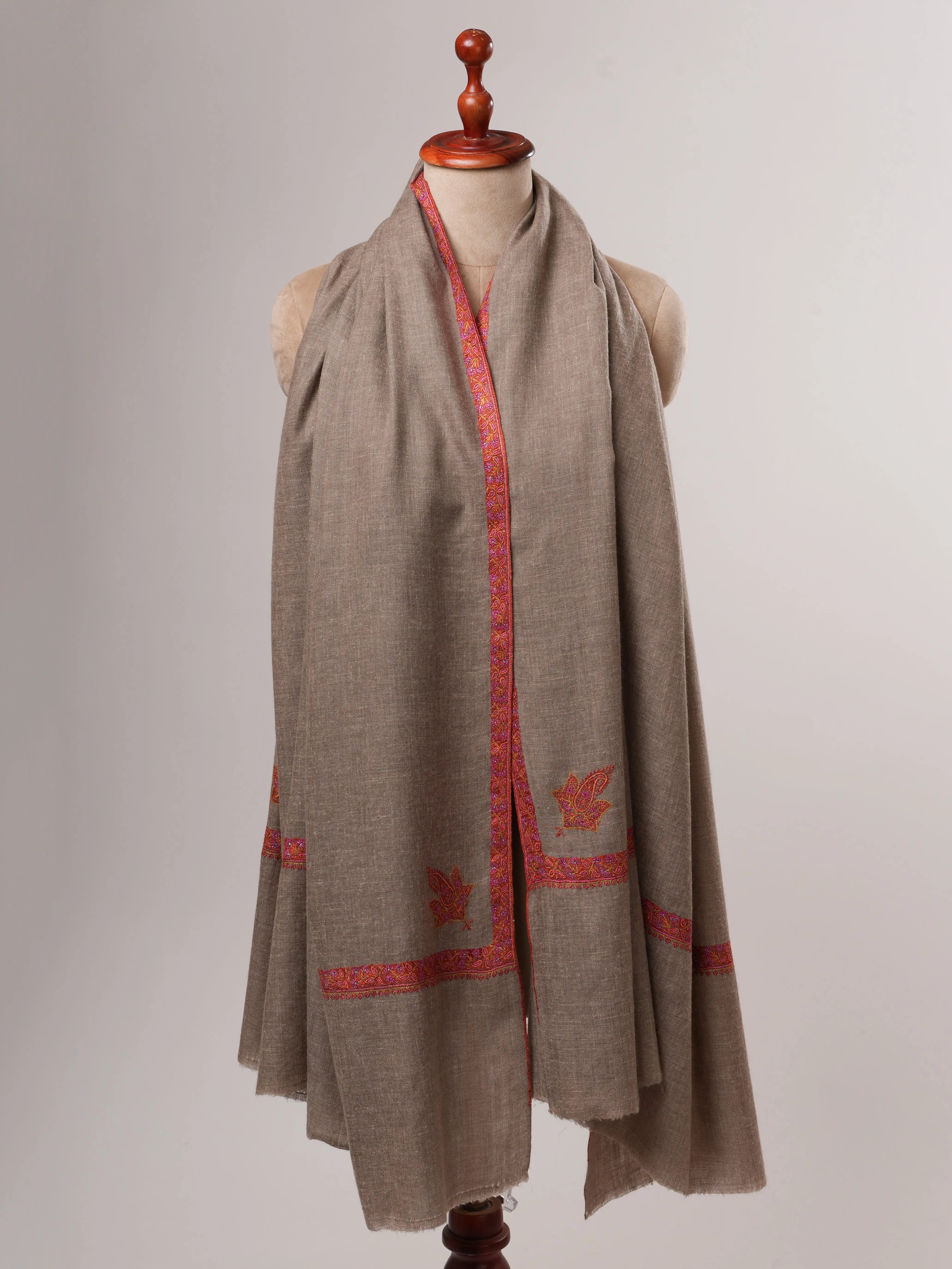 Toosh Color Handwoven Hashia Embroidered Kashmiri Pashmina Shawl – Timeless Luxury Wrap Shahkaar