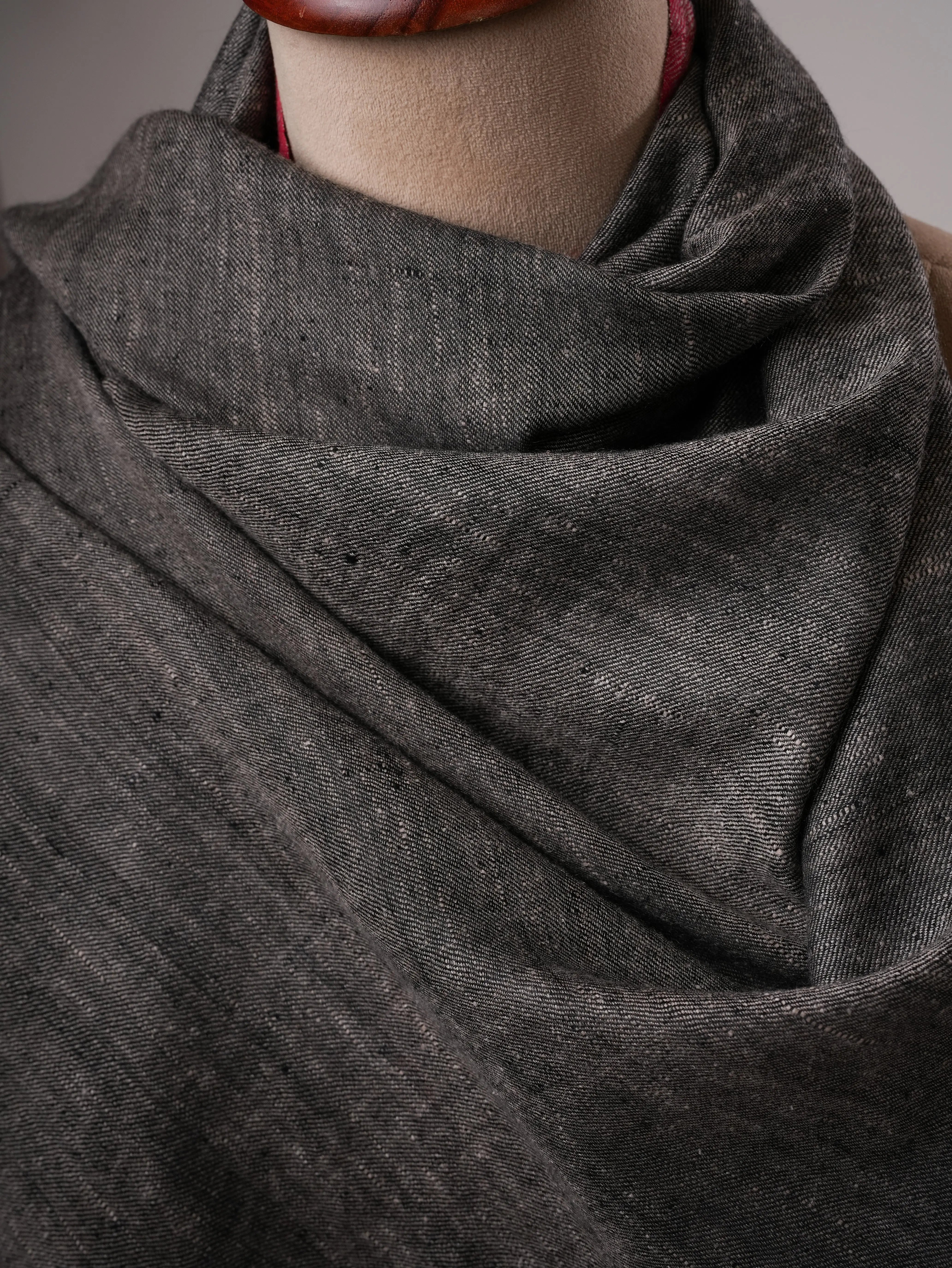 Baby Soft Black Handloom Pashmina Shawl with Red End Detailing Shahkaar