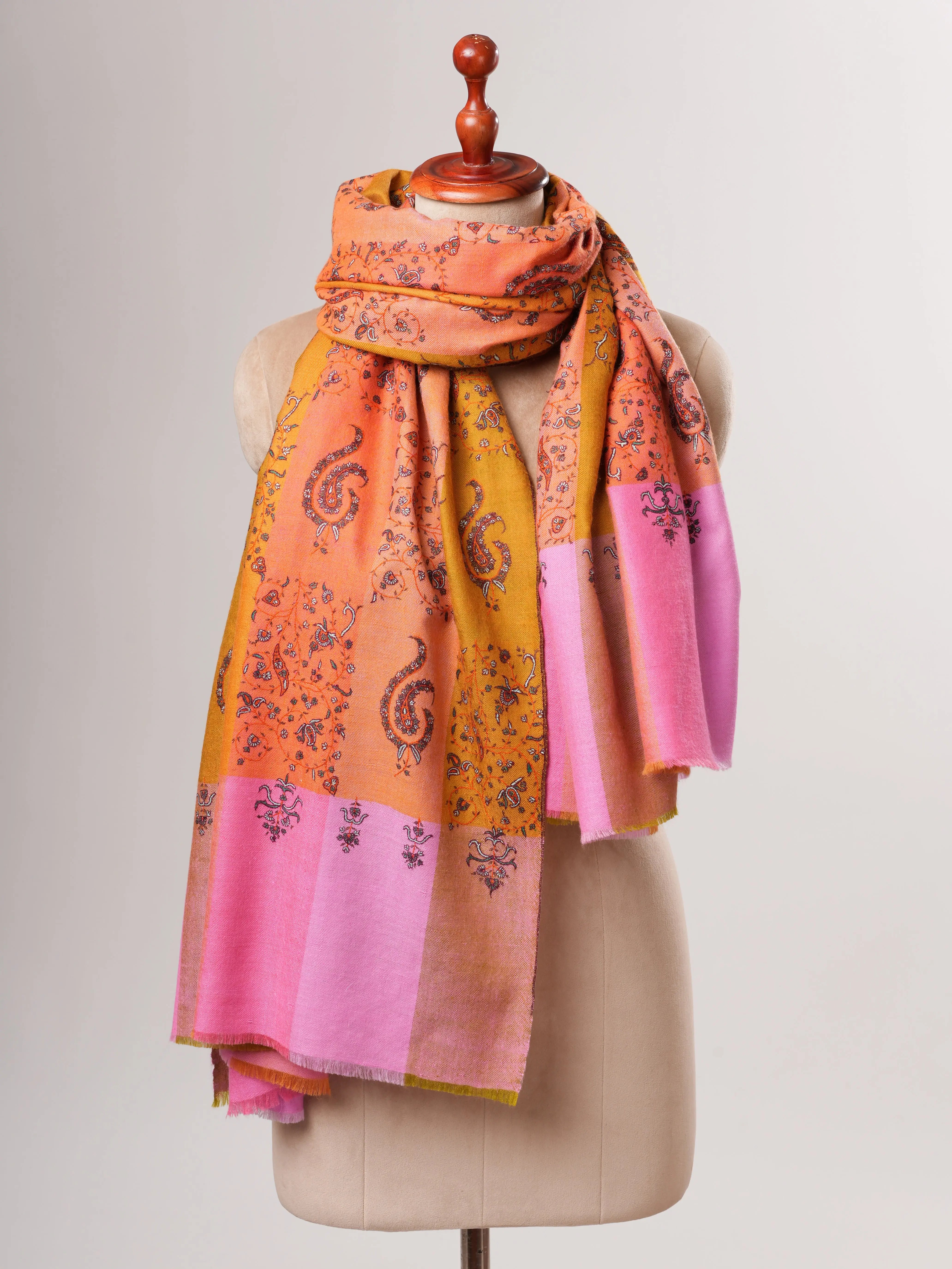 Handwoven Shahkaar Pashmina Shawl with Fine Embroidery Shahkaar