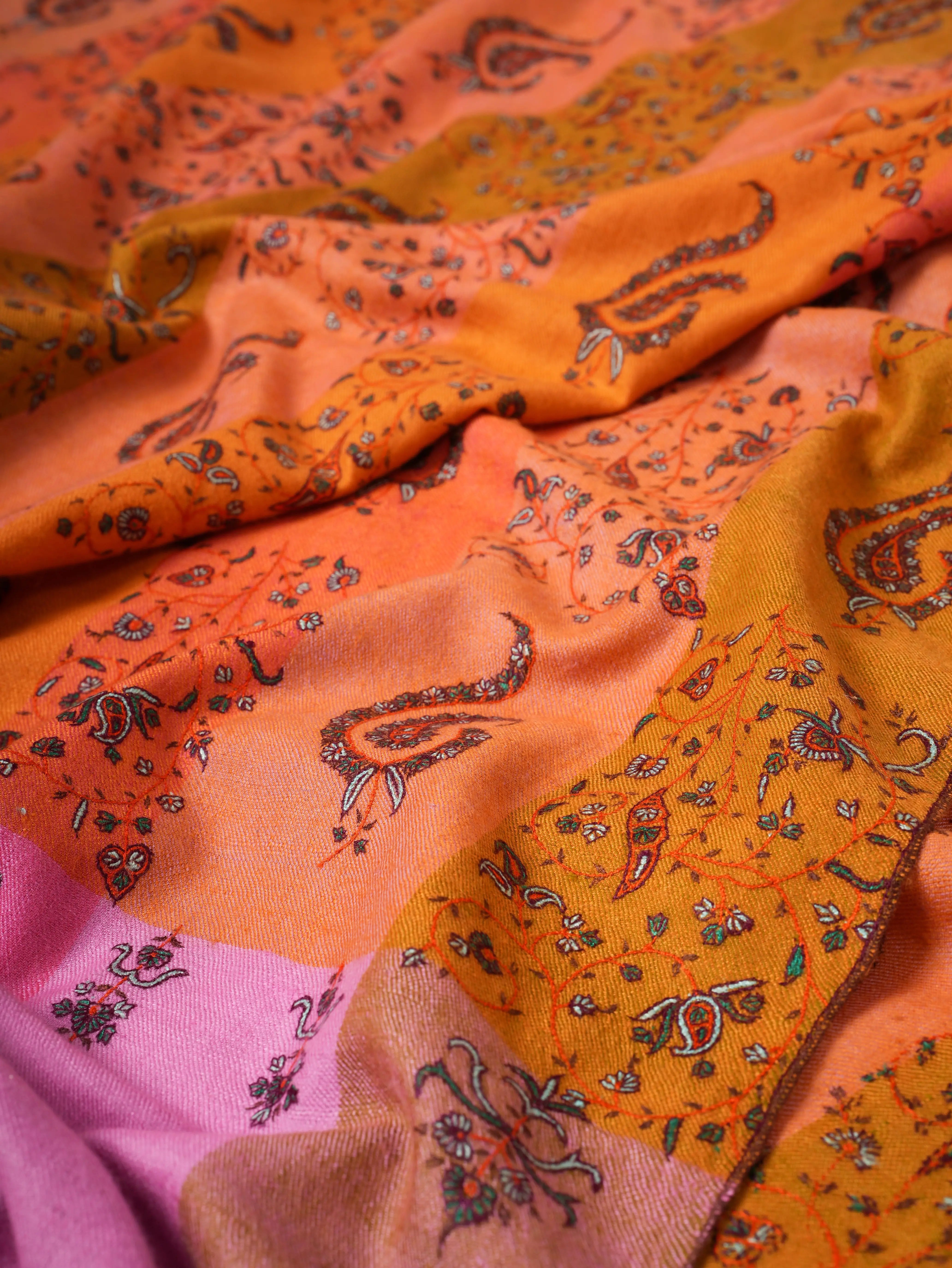 Handwoven Shahkaar Pashmina Shawl with Fine Embroidery Shahkaar