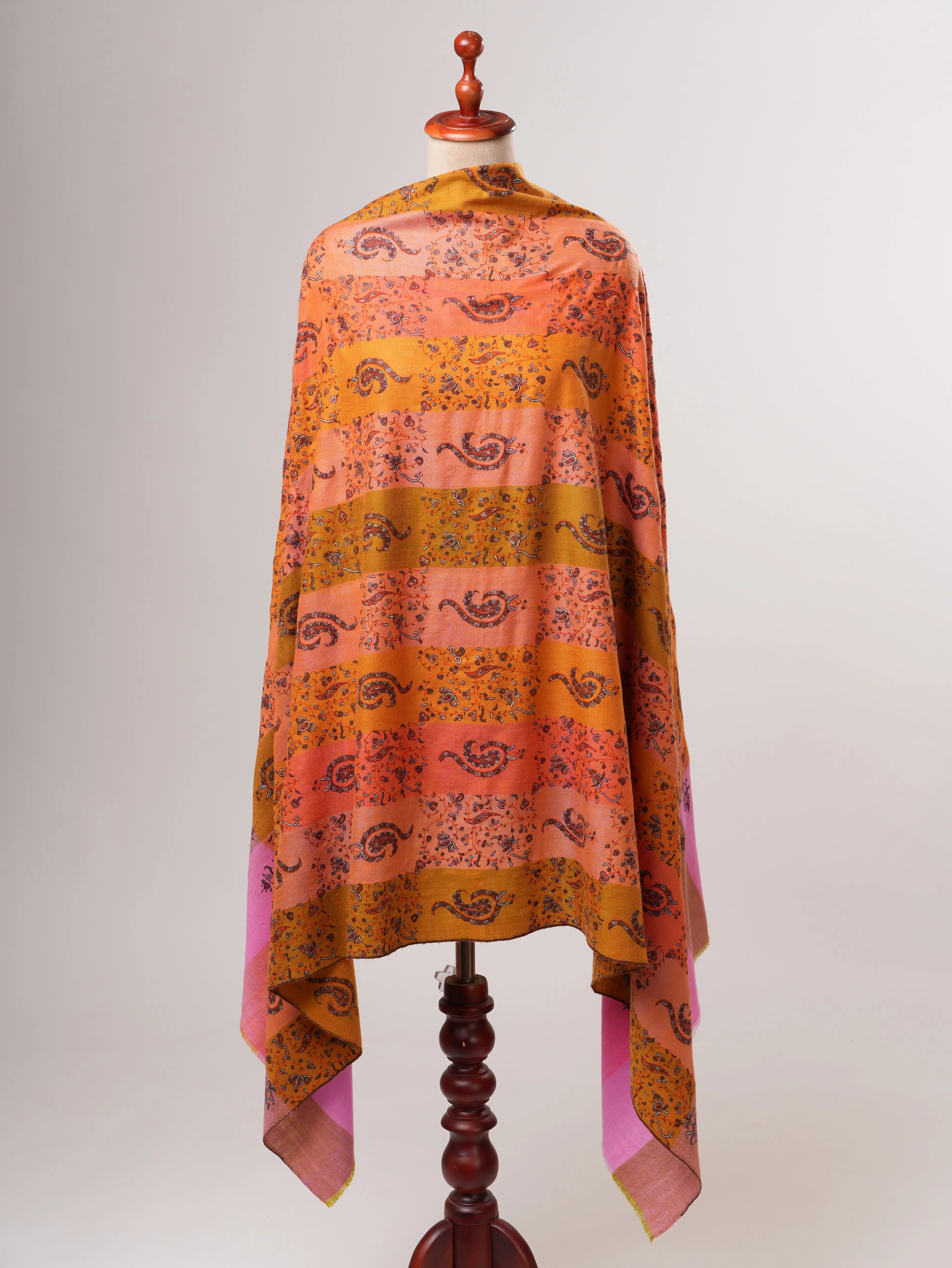 Handwoven Shahkaar Pashmina Shawl with Fine Embroidery Shahkaar
