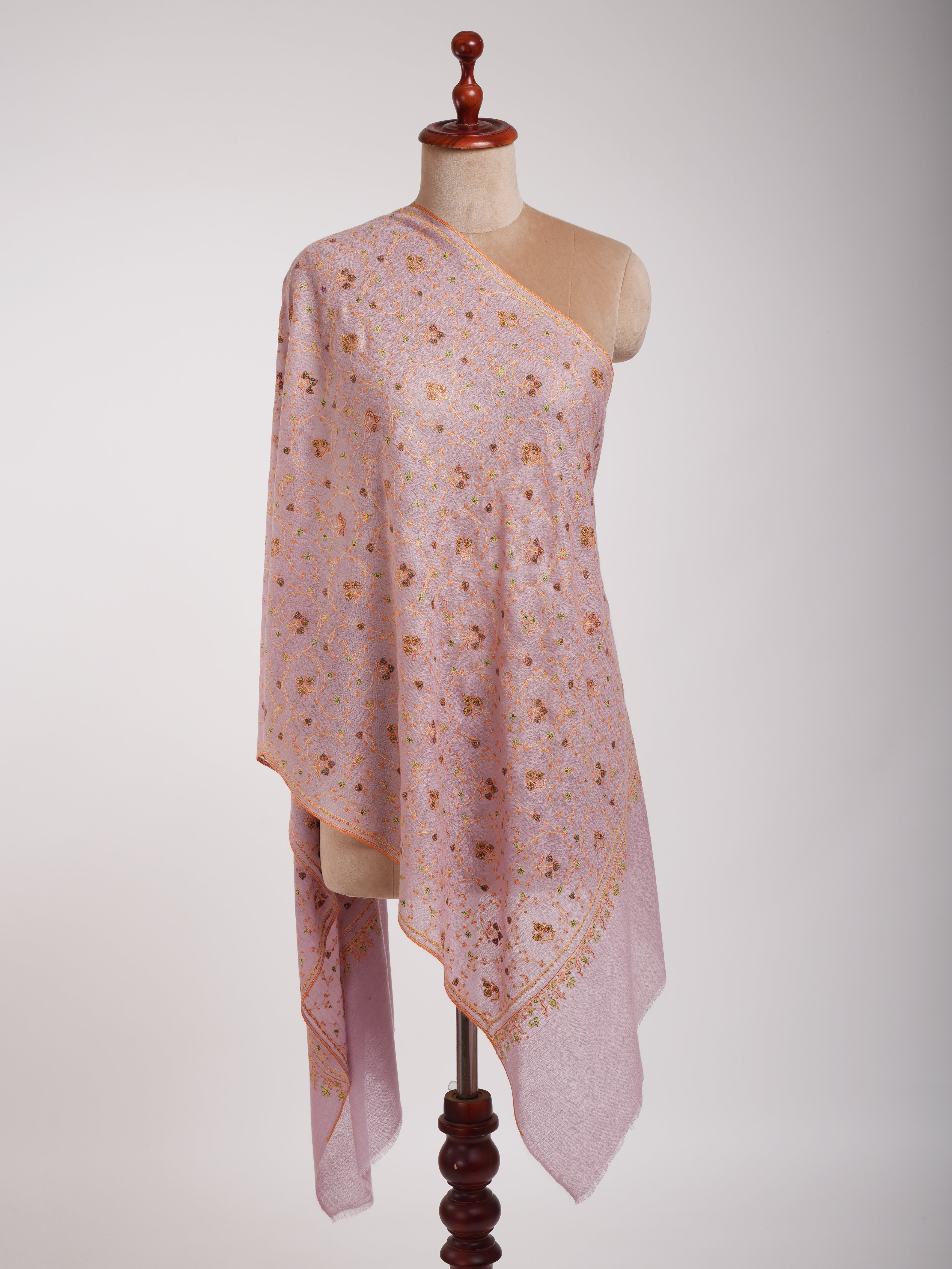 Floral Embroidered Indian Cashmere Pashmina Scarf Shahkaar