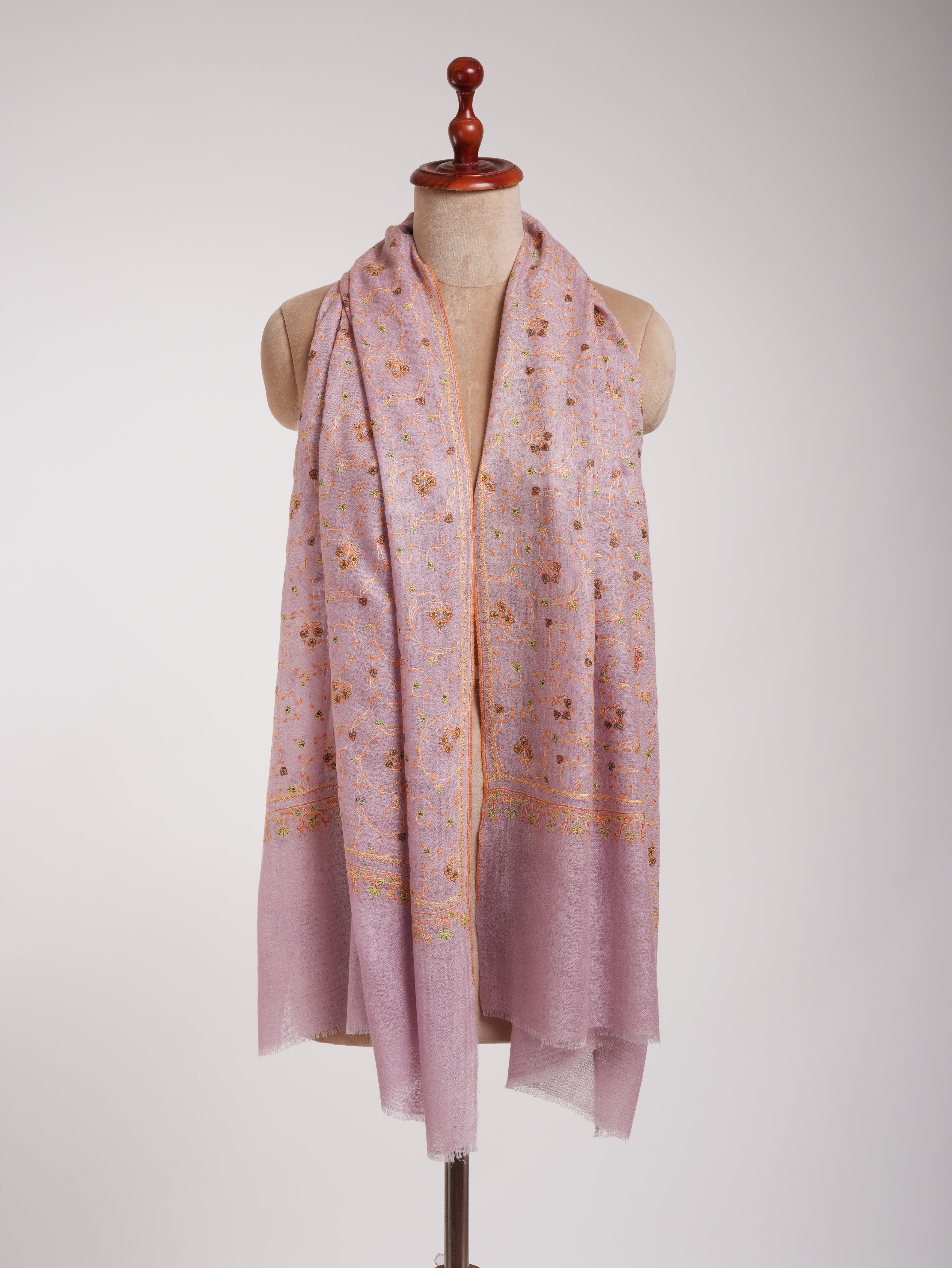 Floral Embroidered Indian Cashmere Pashmina Scarf Shahkaar