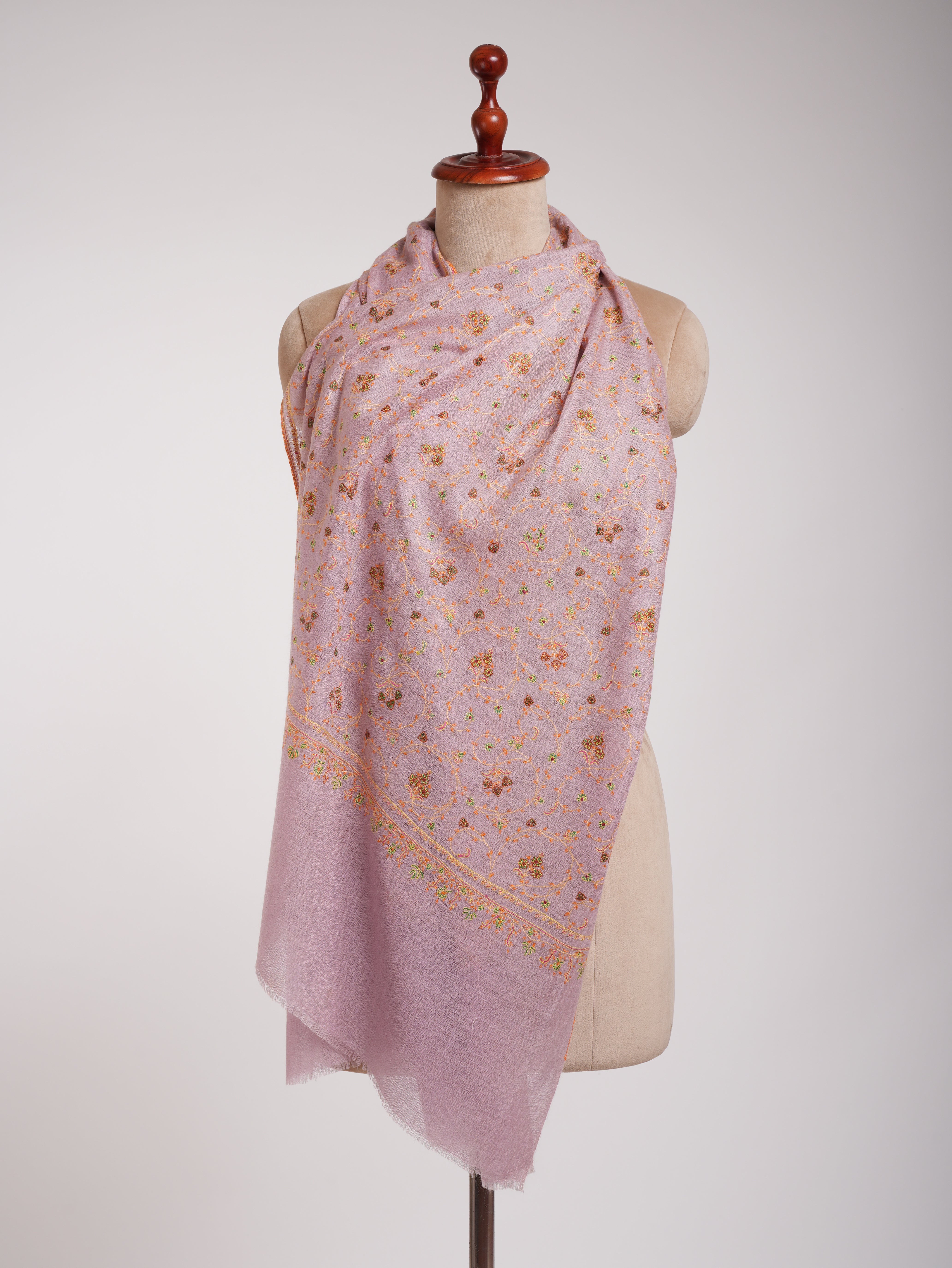 Floral Embroidered Indian Cashmere Pashmina Scarf Shahkaar