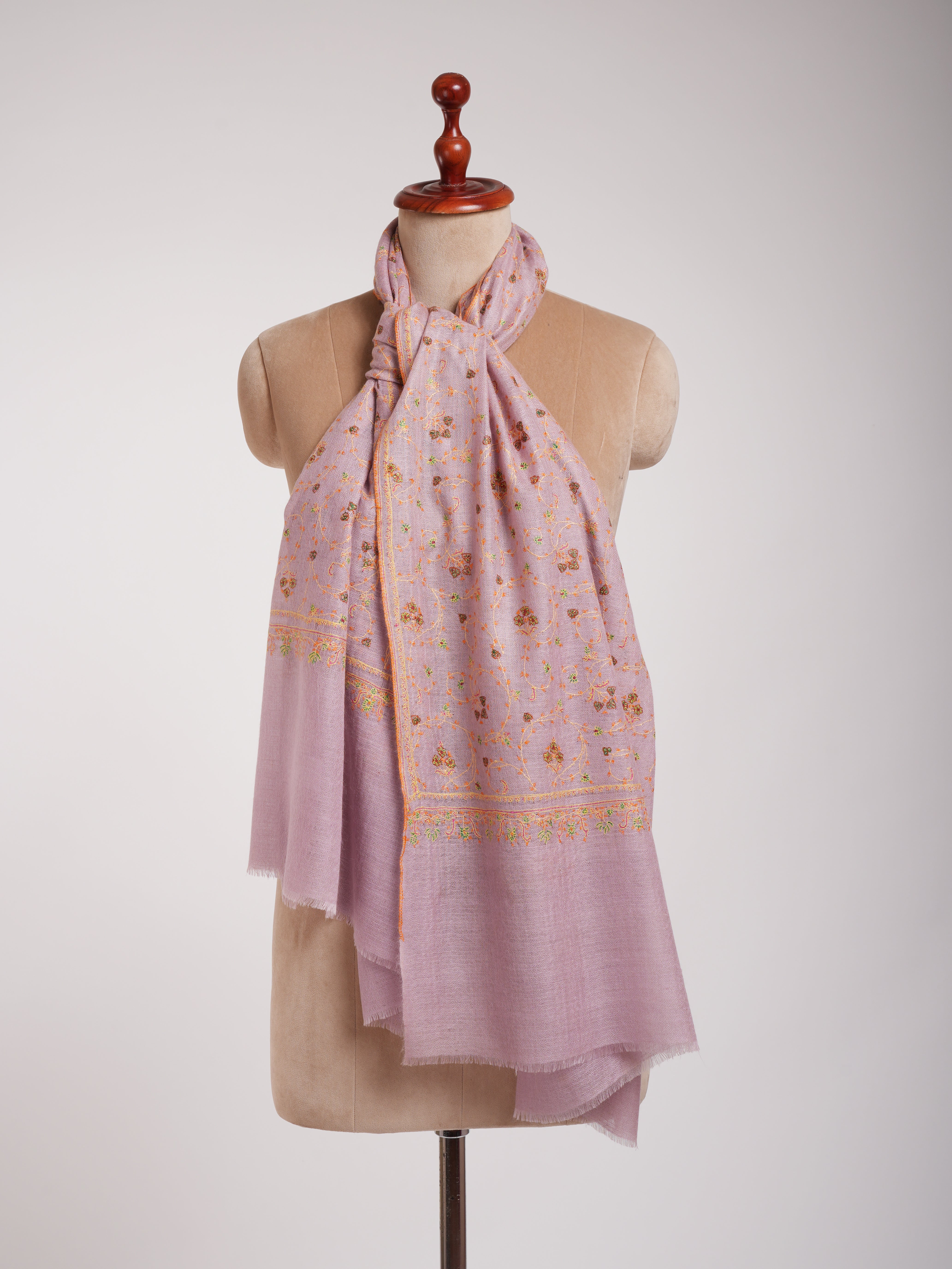 Floral Embroidered Indian Cashmere Pashmina Scarf Shahkaar