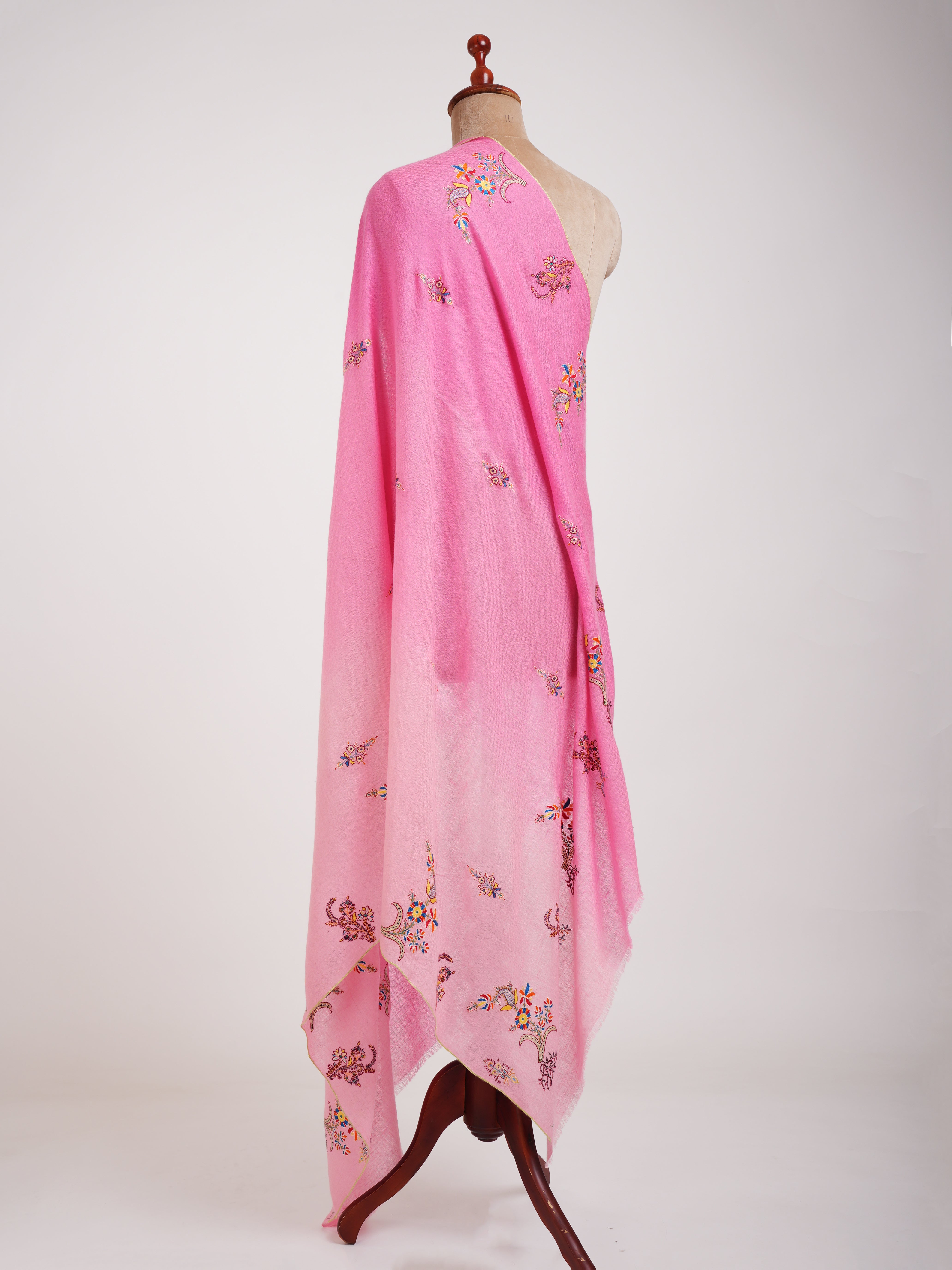 Ombre Handwoven Pashmina Shawl with Sozni Embroidery