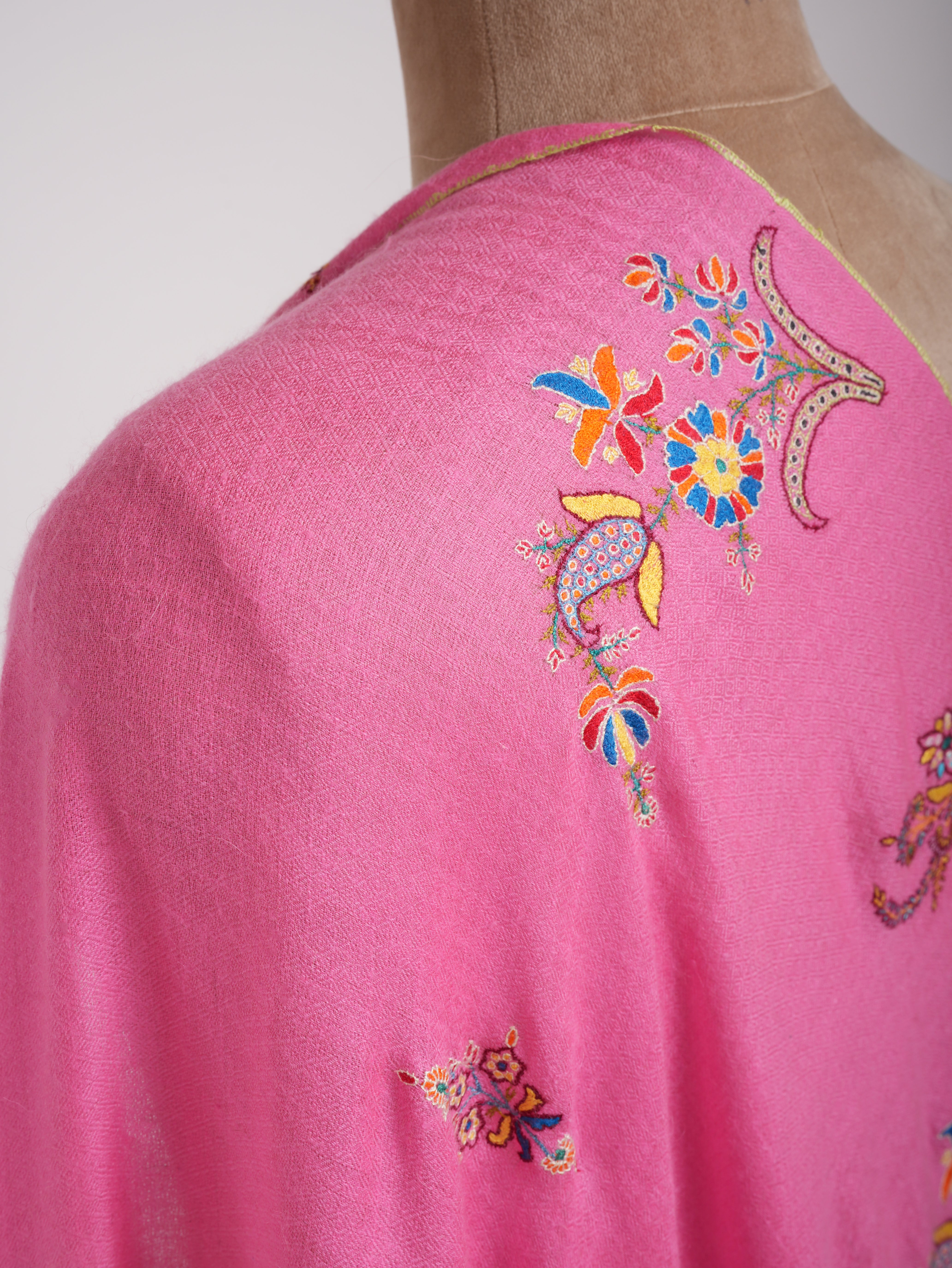 Ombre Handwoven Pashmina Shawl with Sozni Embroidery