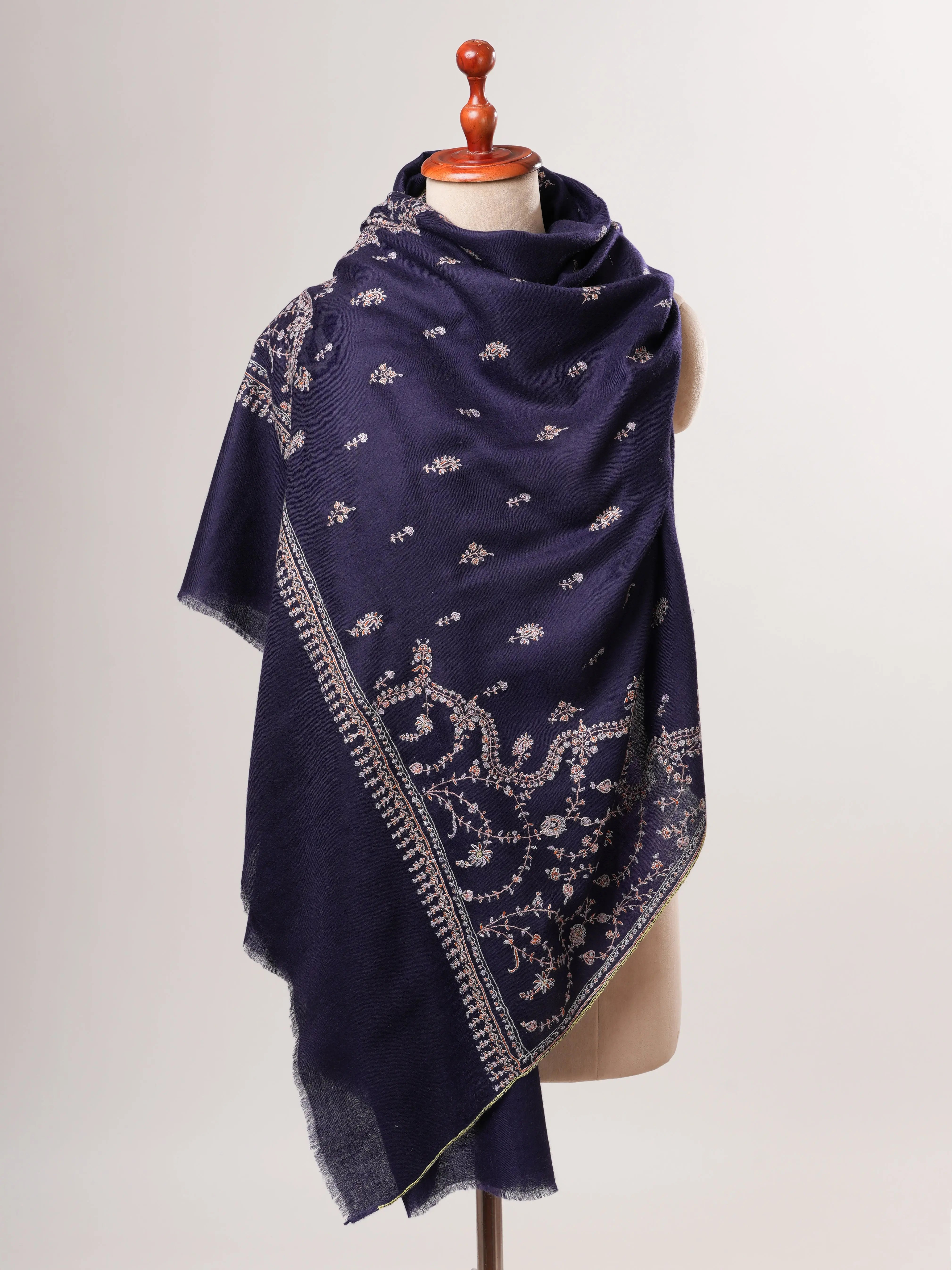 Handwoven Embroidered Indian Kashmiri Pashmina Shawl Shahkaar