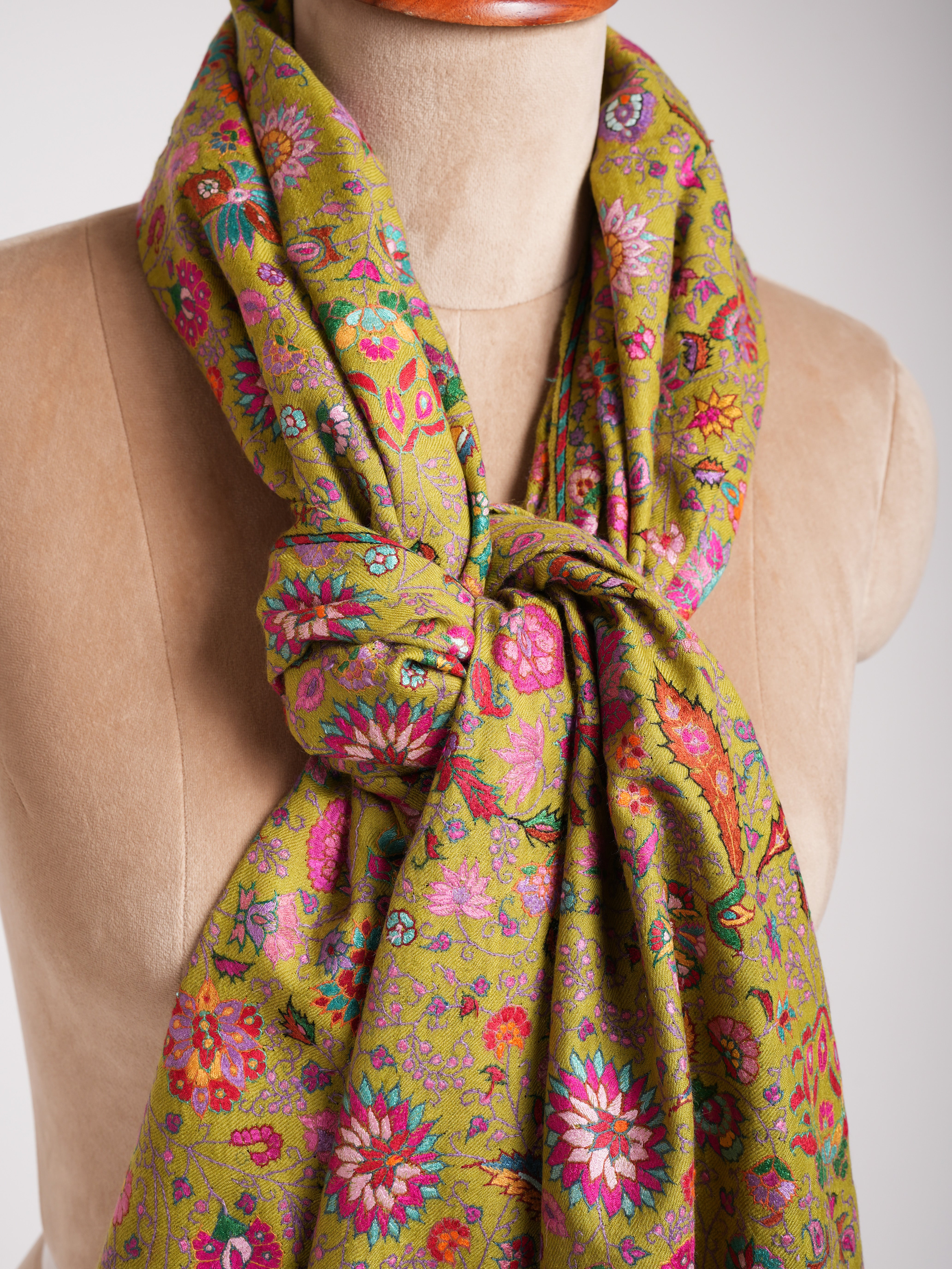 Golden Palm Handmade Indian Pashmina Jamavar Shawl