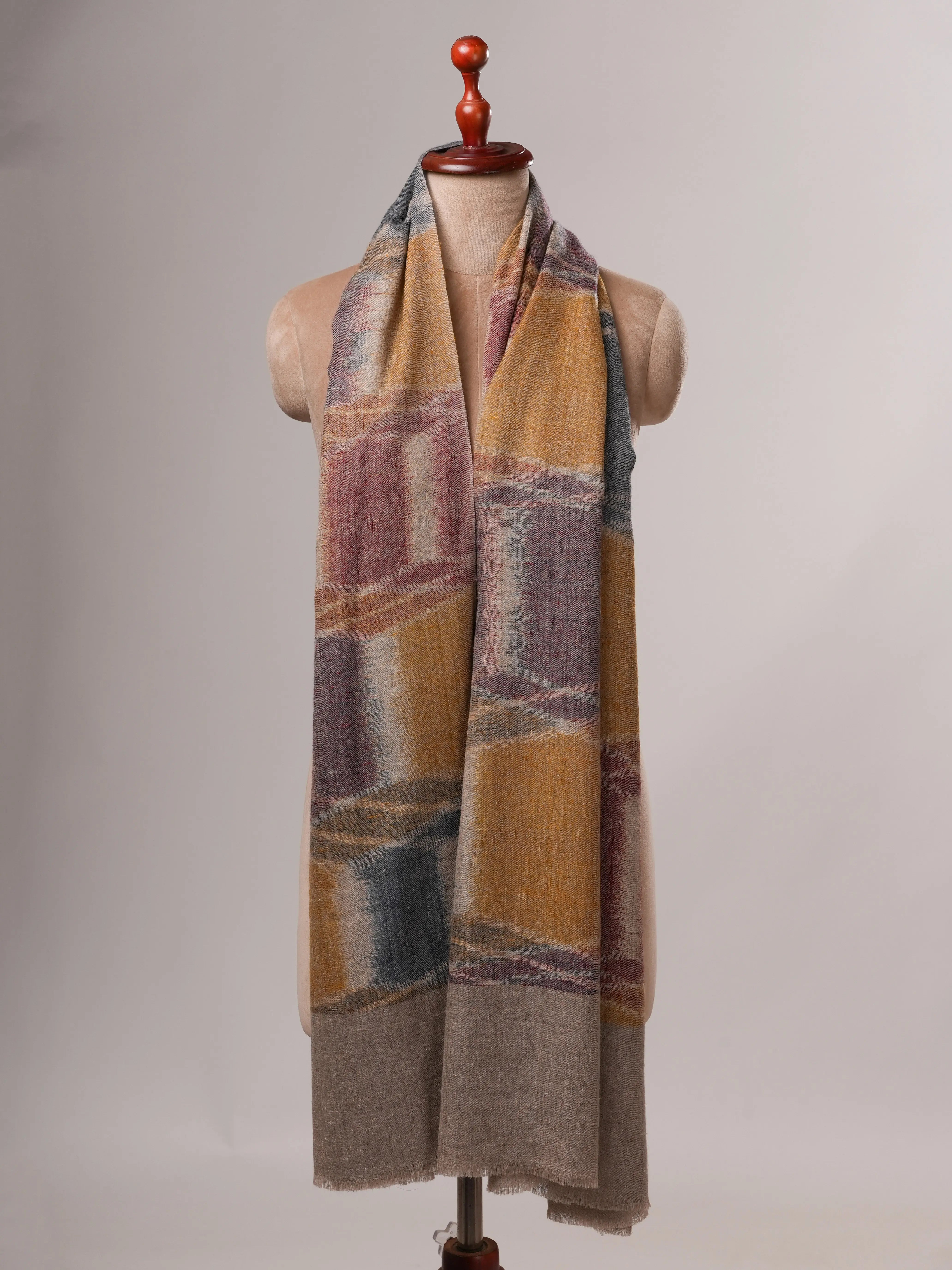 Contemporary Handloom Ikat Pashmina Shawl