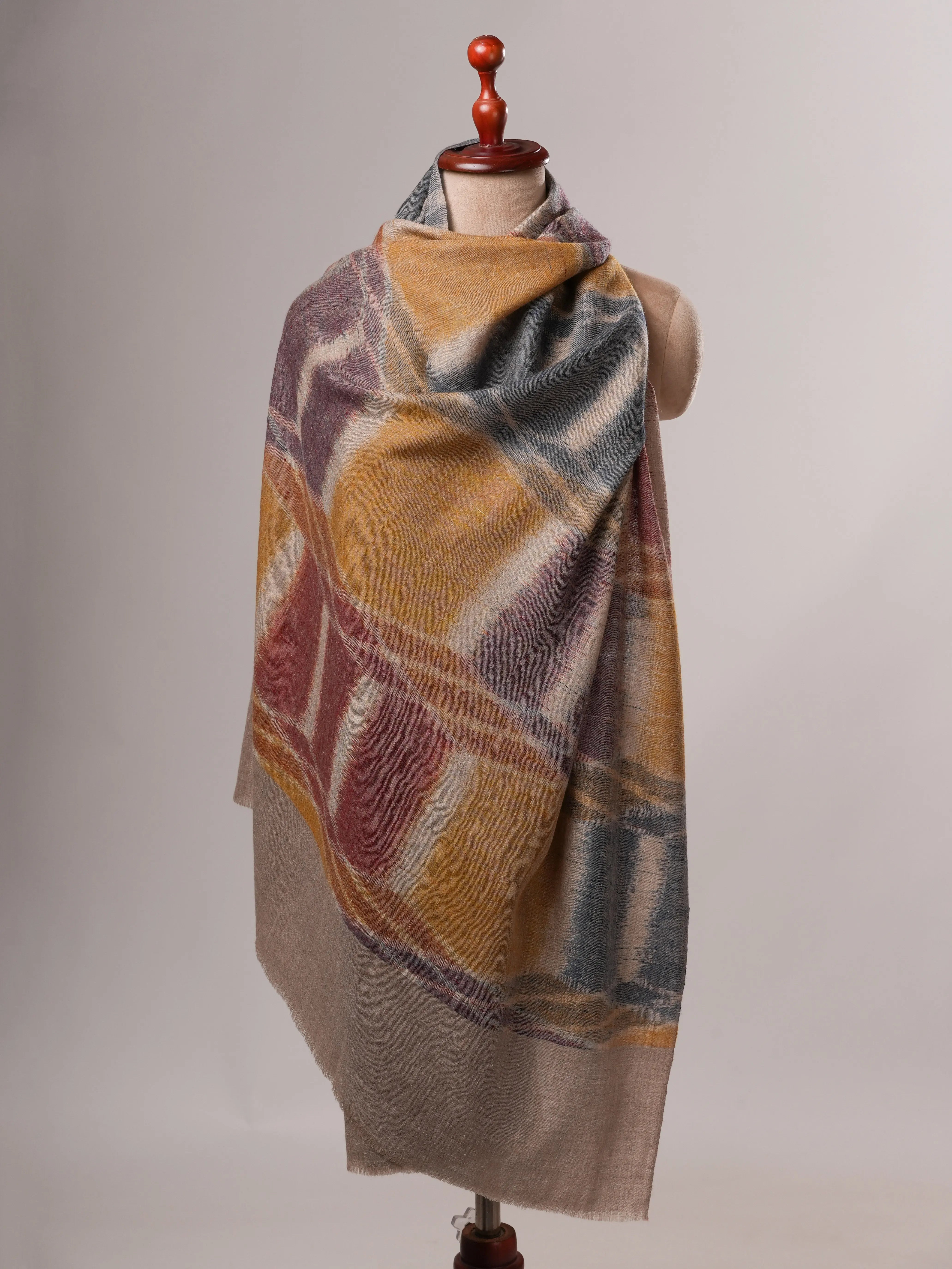 Contemporary Handloom Ikat Pashmina Shawl