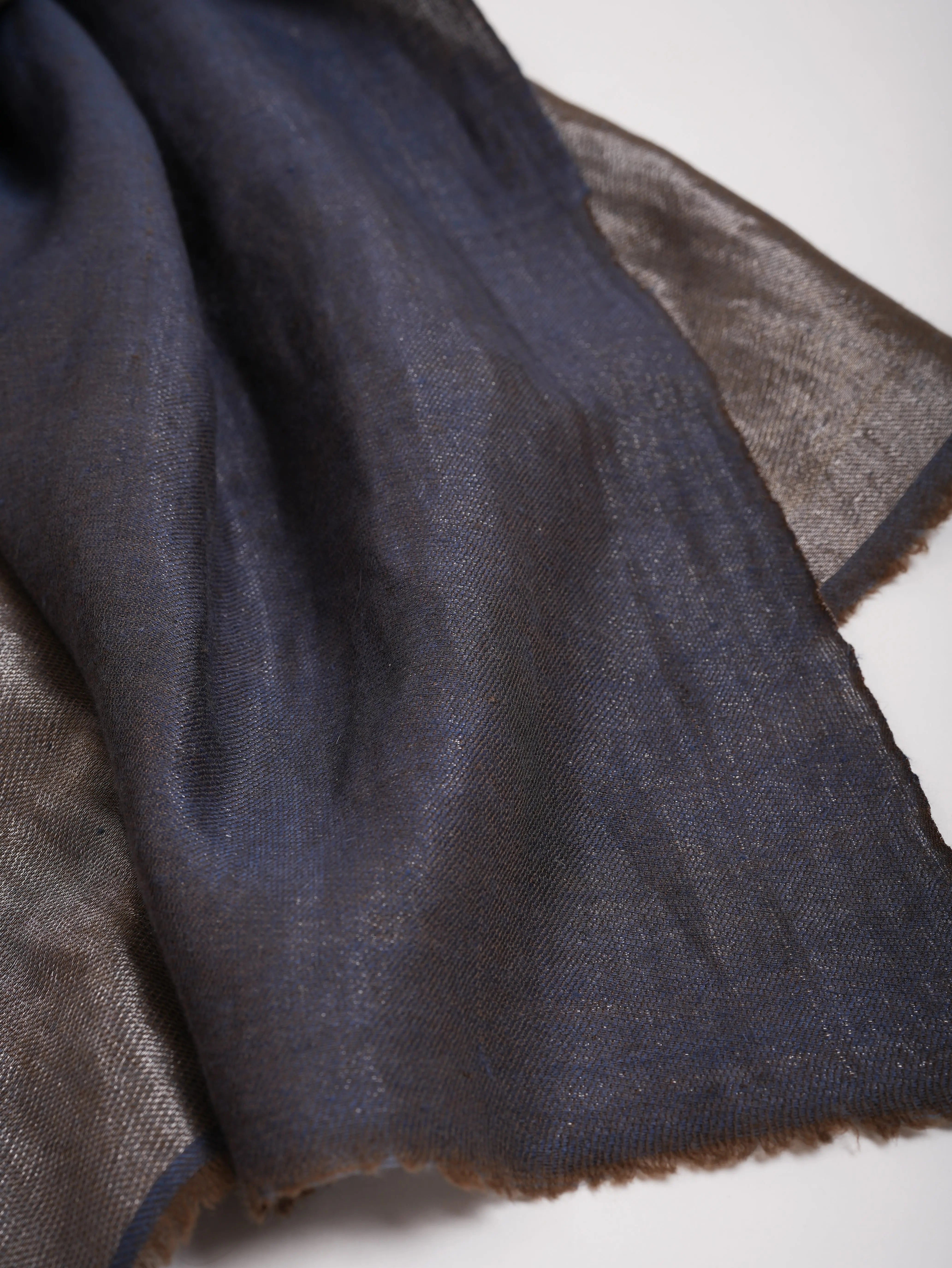 Blue and Gold Dualshade Soft Cashmere Scarf Shahkaar