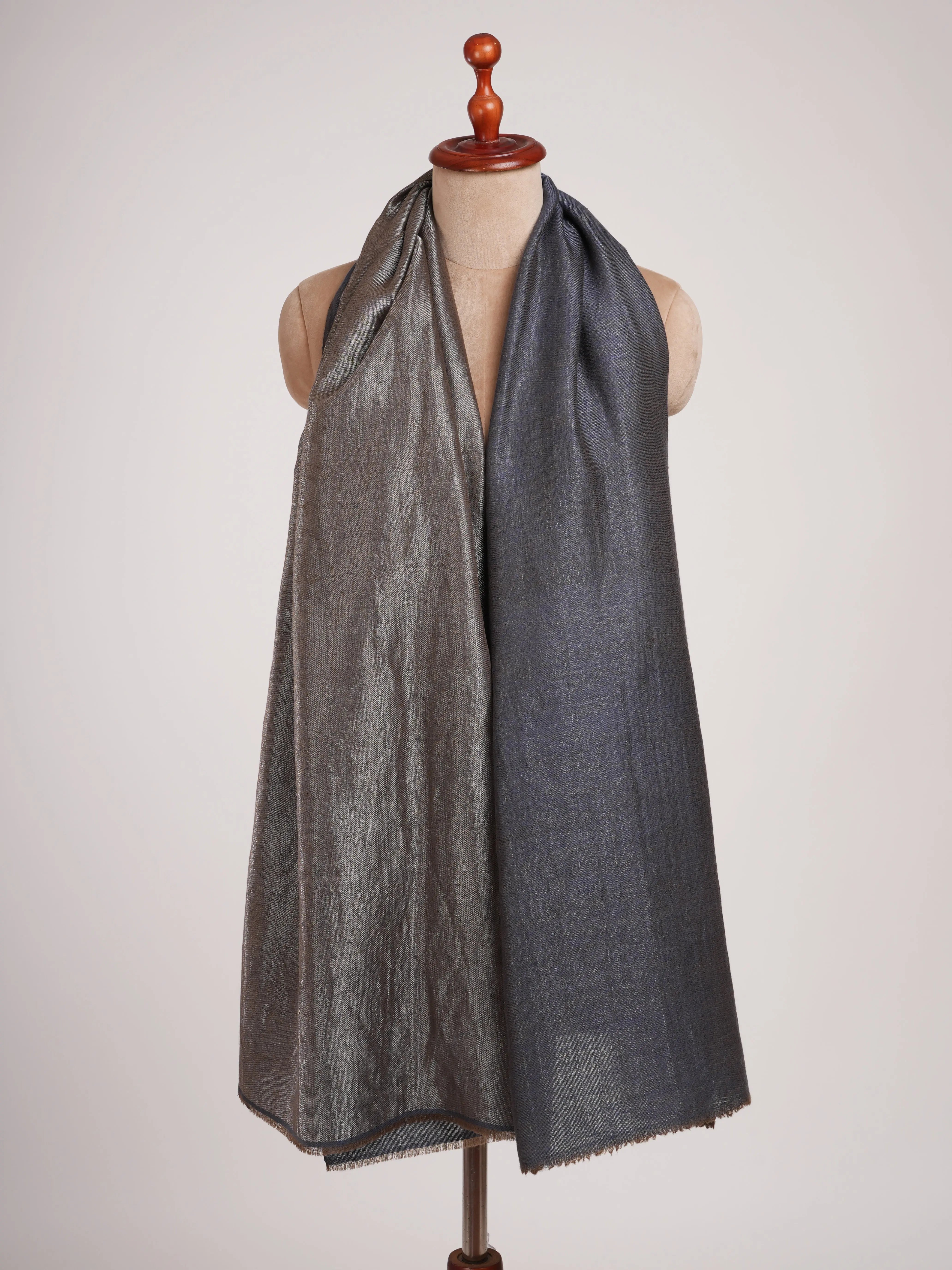 Blue and Gold Dualshade Soft Cashmere Scarf Shahkaar