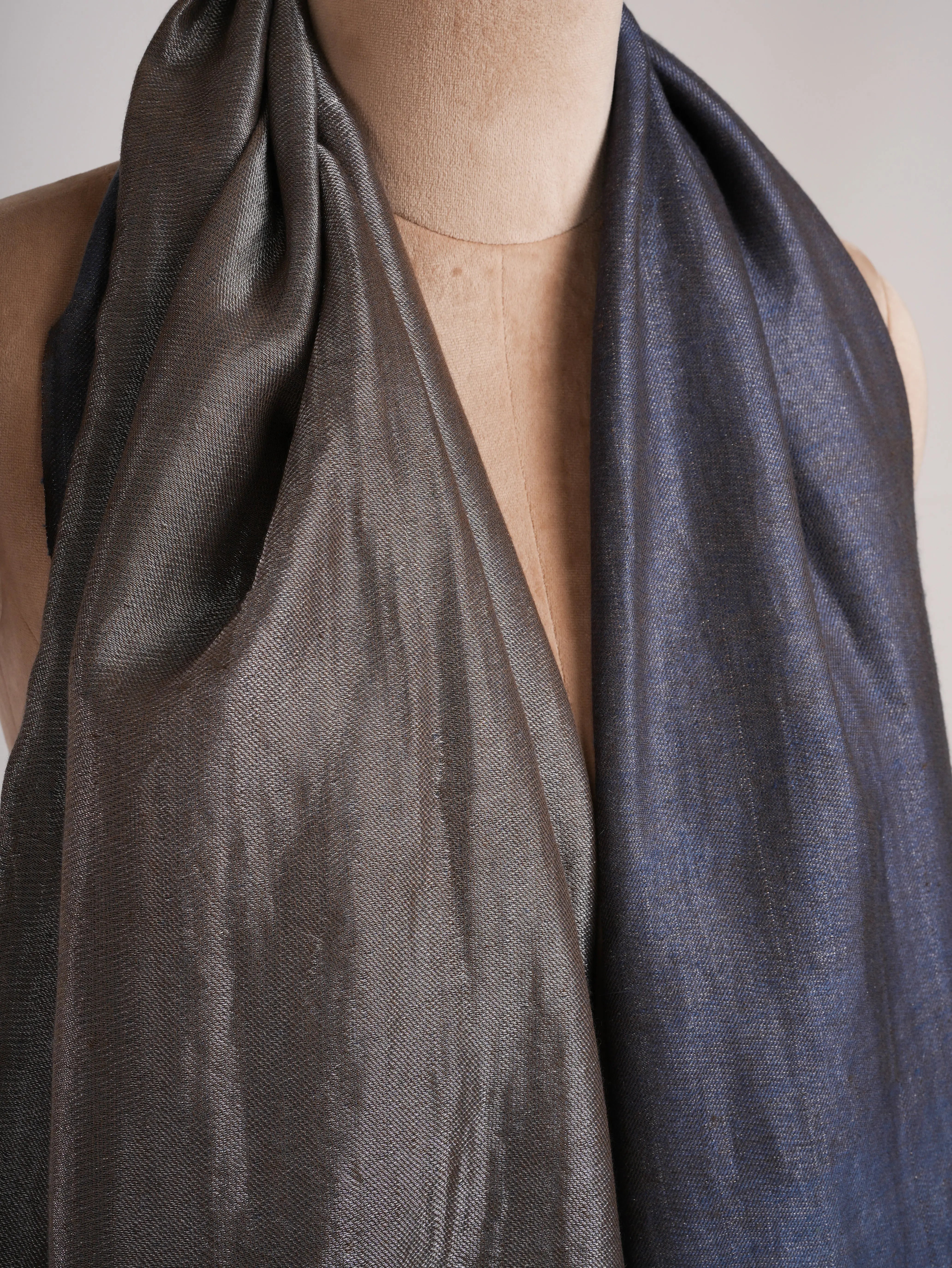 Blue and Gold Dualshade Soft Cashmere Scarf Shahkaar