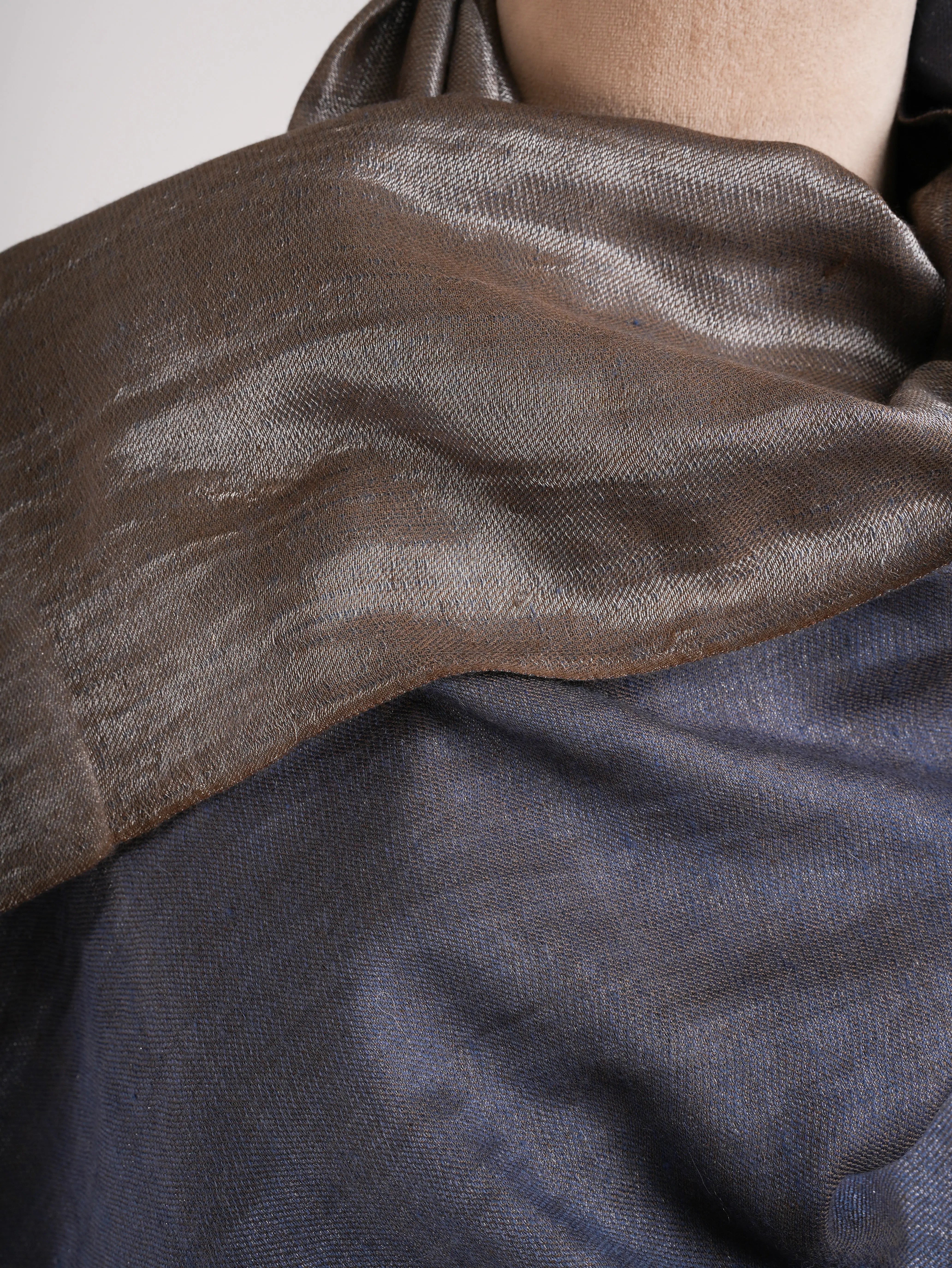 Blue and Gold Dualshade Soft Cashmere Scarf Shahkaar