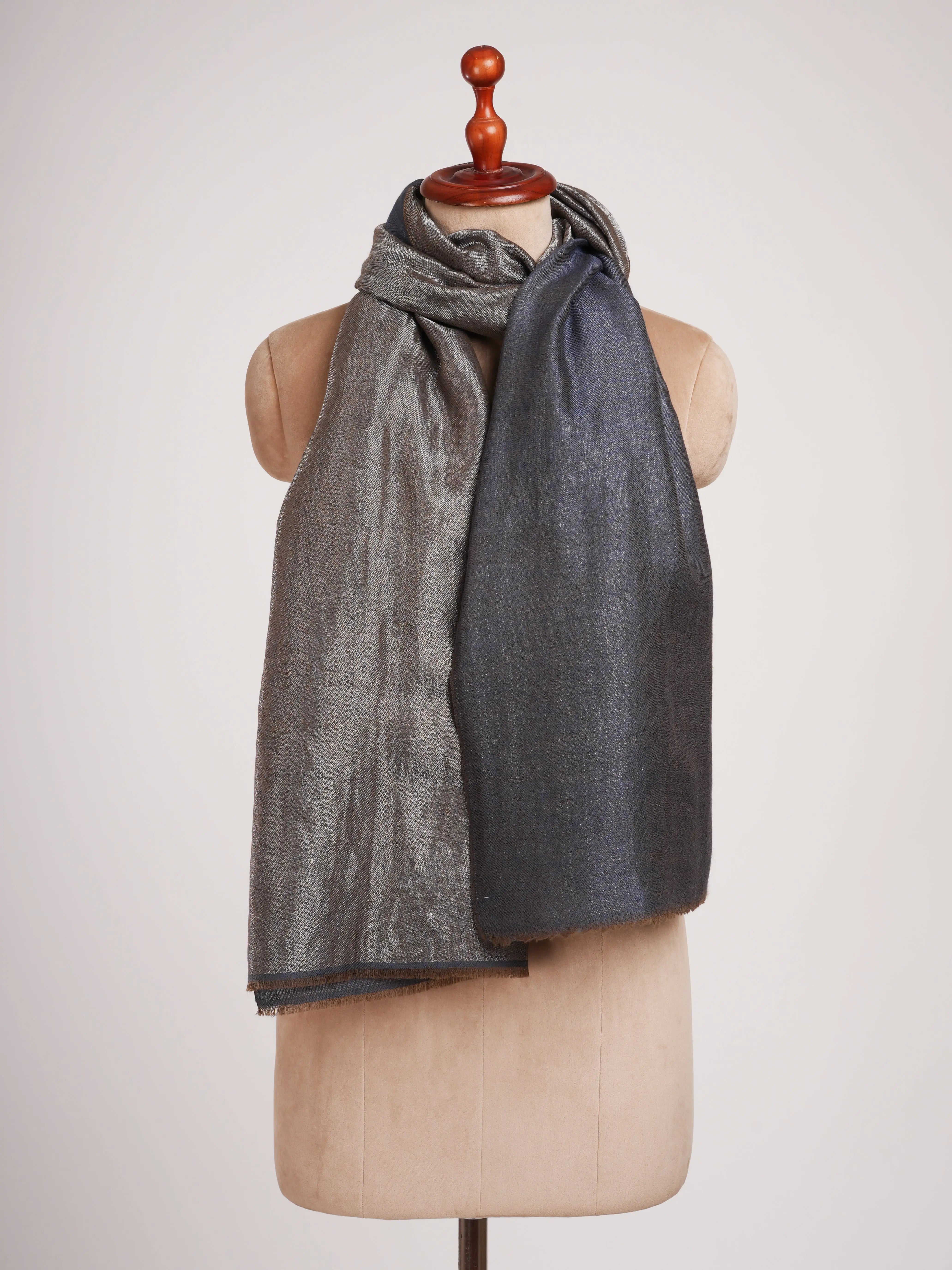 Blue and Gold Dualshade Soft Cashmere Scarf Shahkaar