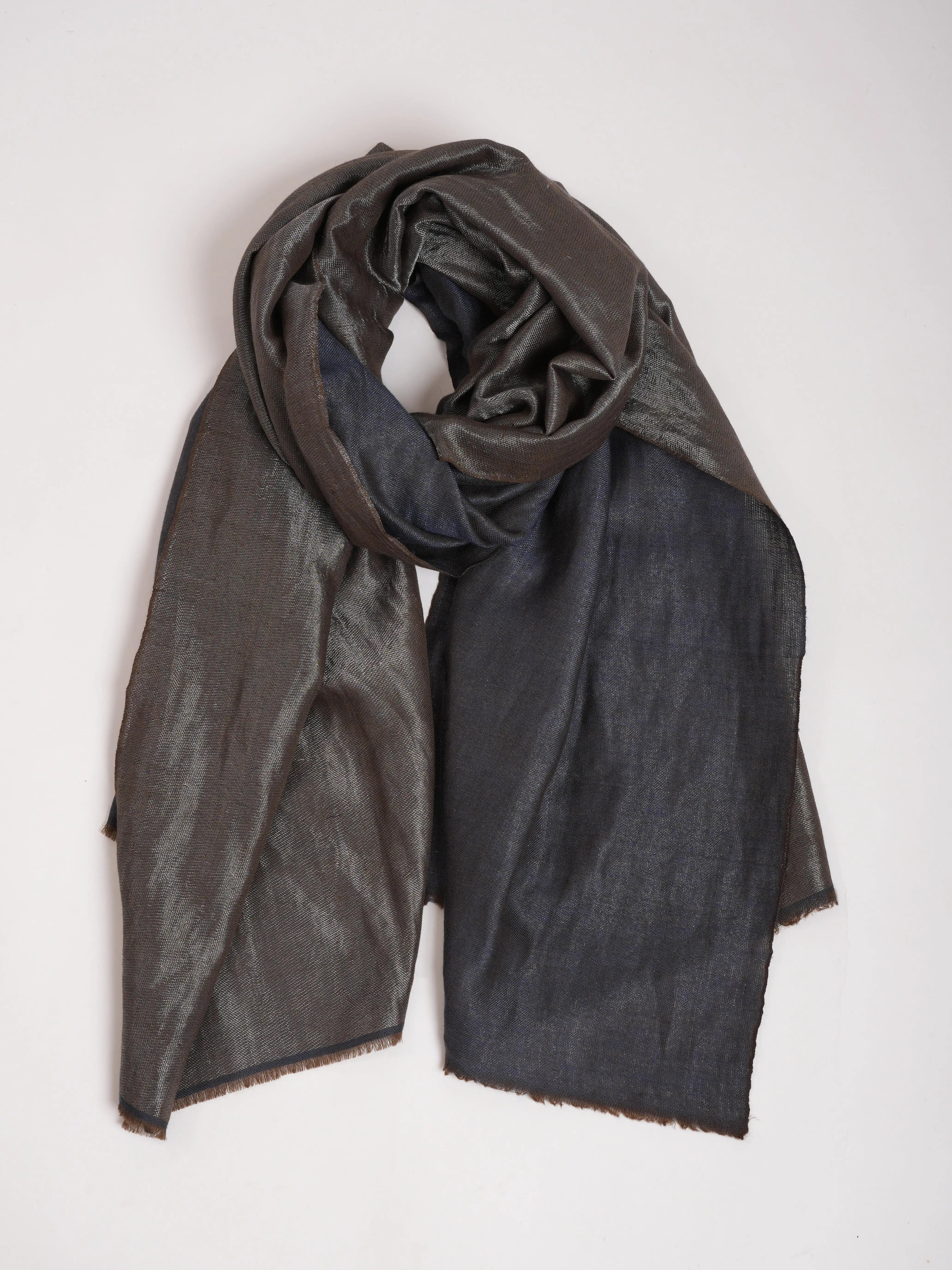 Blue and Gold Dualshade Soft Cashmere Scarf Shahkaar